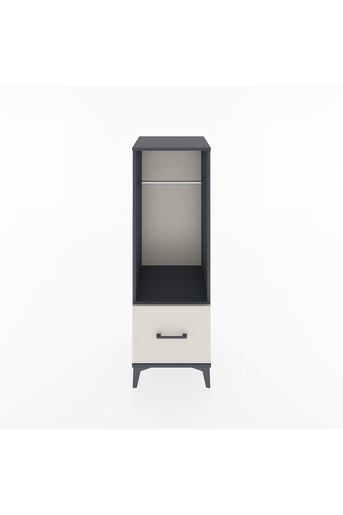 Hyperion Dolap Tek Raflı Tek Çekmeceli Tek Askılı 44x44x134 Antrasit-Aytaşı