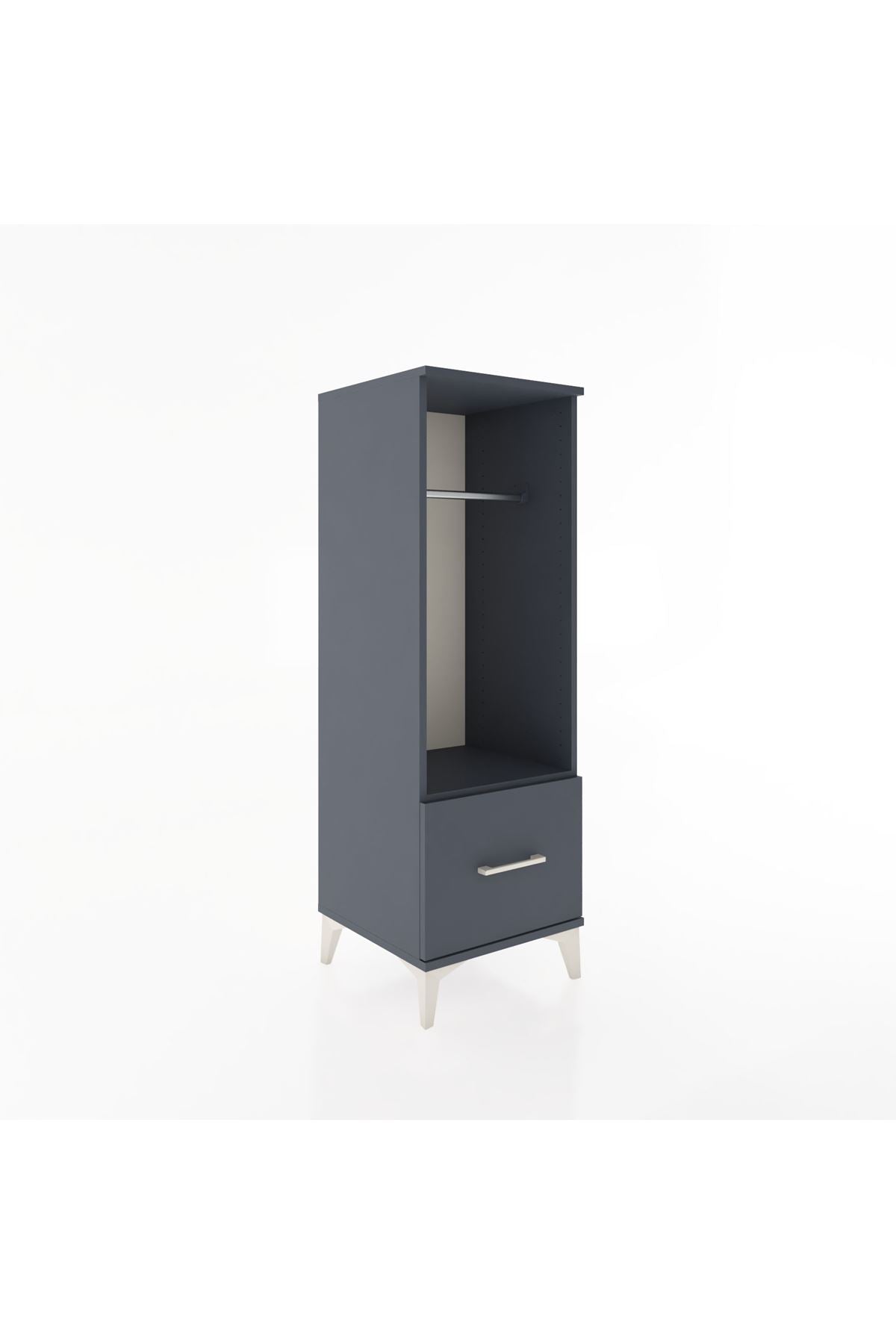 Hyperion Dolap Tek Raflı Tek Çekmeceli Tek Askılı 44x44x134 Antrasit-Antrasit
