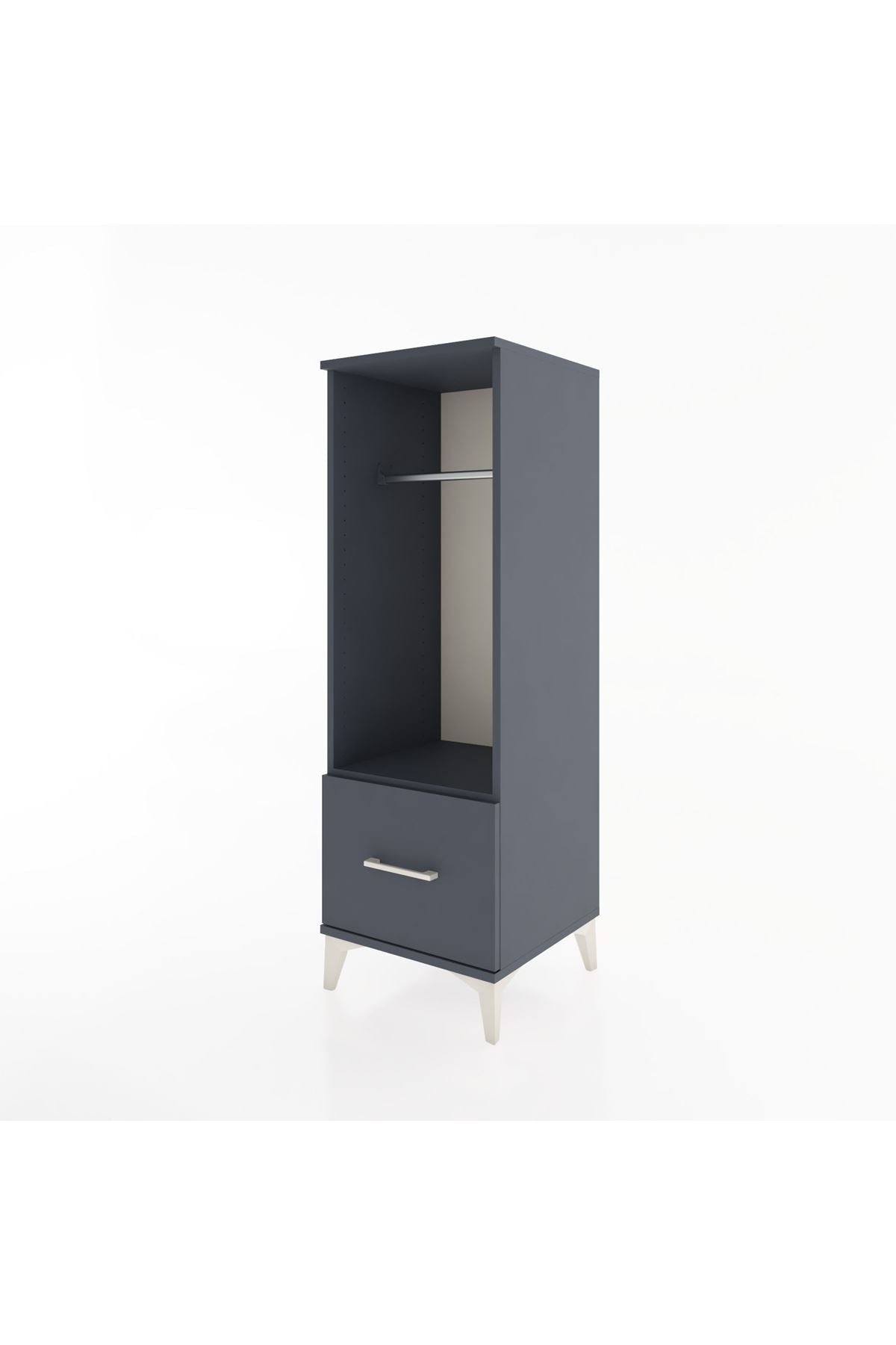 Hyperion Dolap Tek Raflı Tek Çekmeceli Tek Askılı 44x44x134 Antrasit-Antrasit