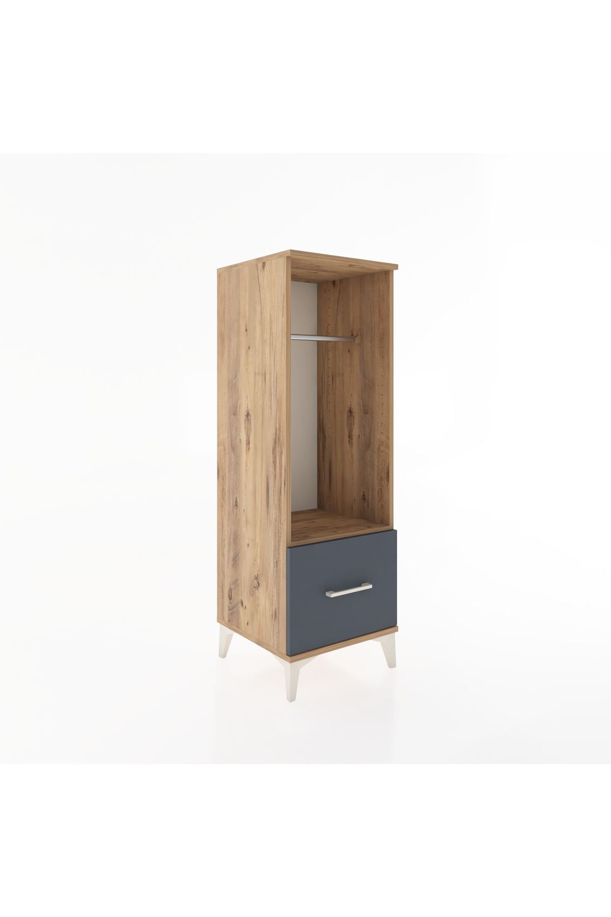 Hyperion Dolap Tek Raflı Tek Çekmeceli Tek Askılı 44x44x134 Çam-Antrasit