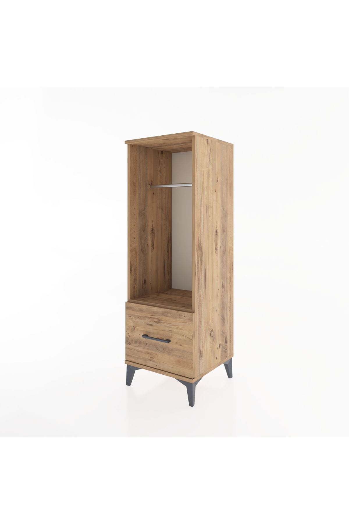 Hyperion Dolap Tek Raflı Tek Çekmeceli Tek Askılı 44x44x134 Çam-Çam