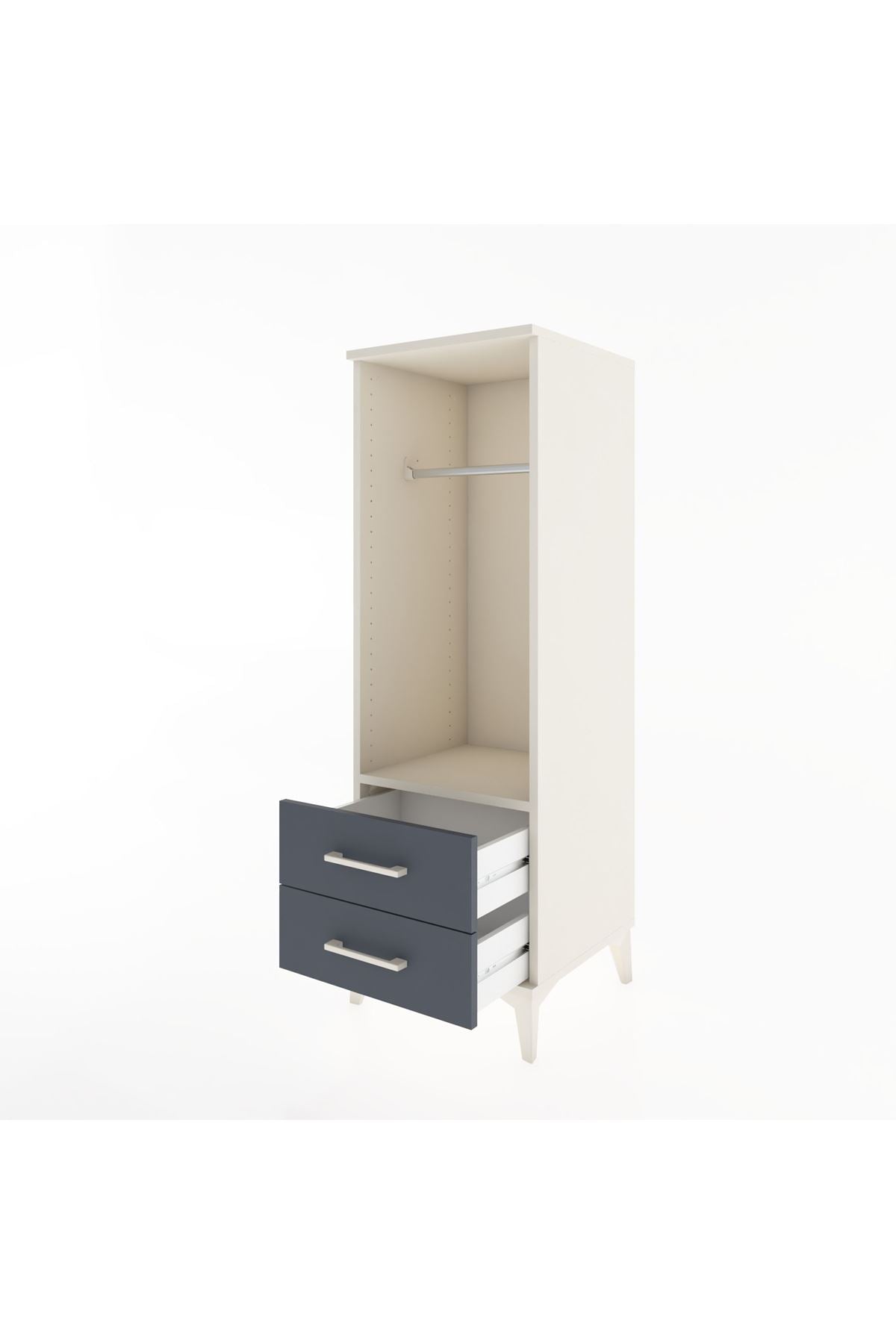 Hyperion Dolap Tek Raflı 2 Çekmeceli Tek Askılı 44x44x134 - S49M092V2B