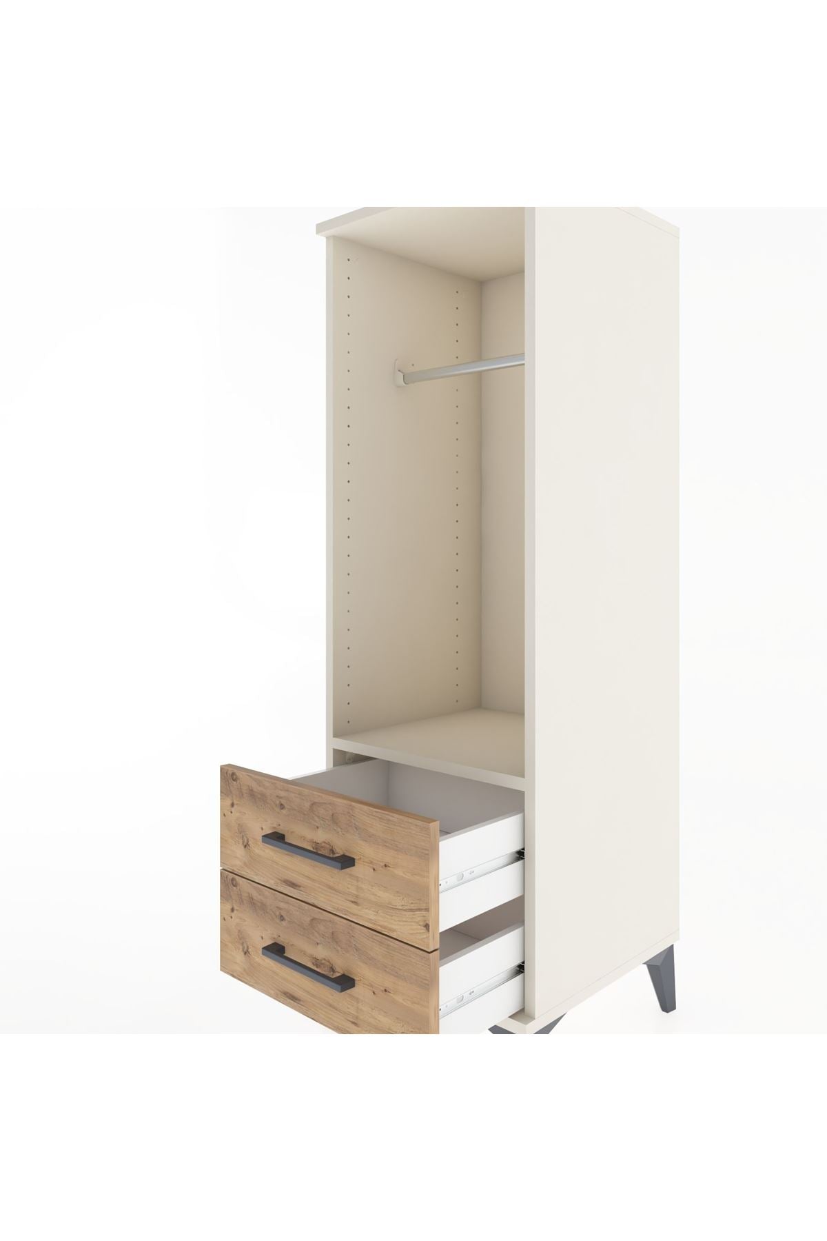 Hyperion Dolap Tek Raflı 2 Çekmeceli Tek Askılı 44x44x134 - S49M092V3B