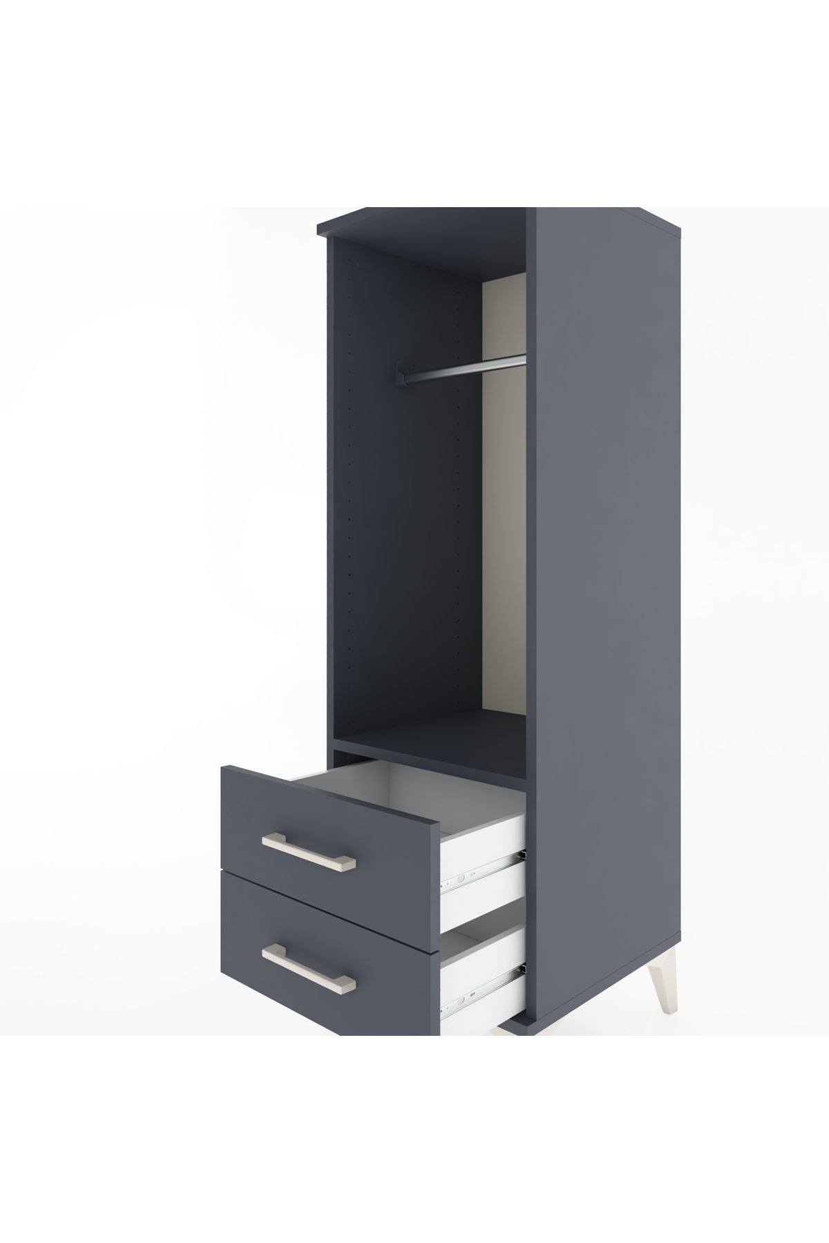 Hyperion Dolap Tek Raflı 2 Çekmeceli Tek Askılı 44x44x134 - S49M092V5B