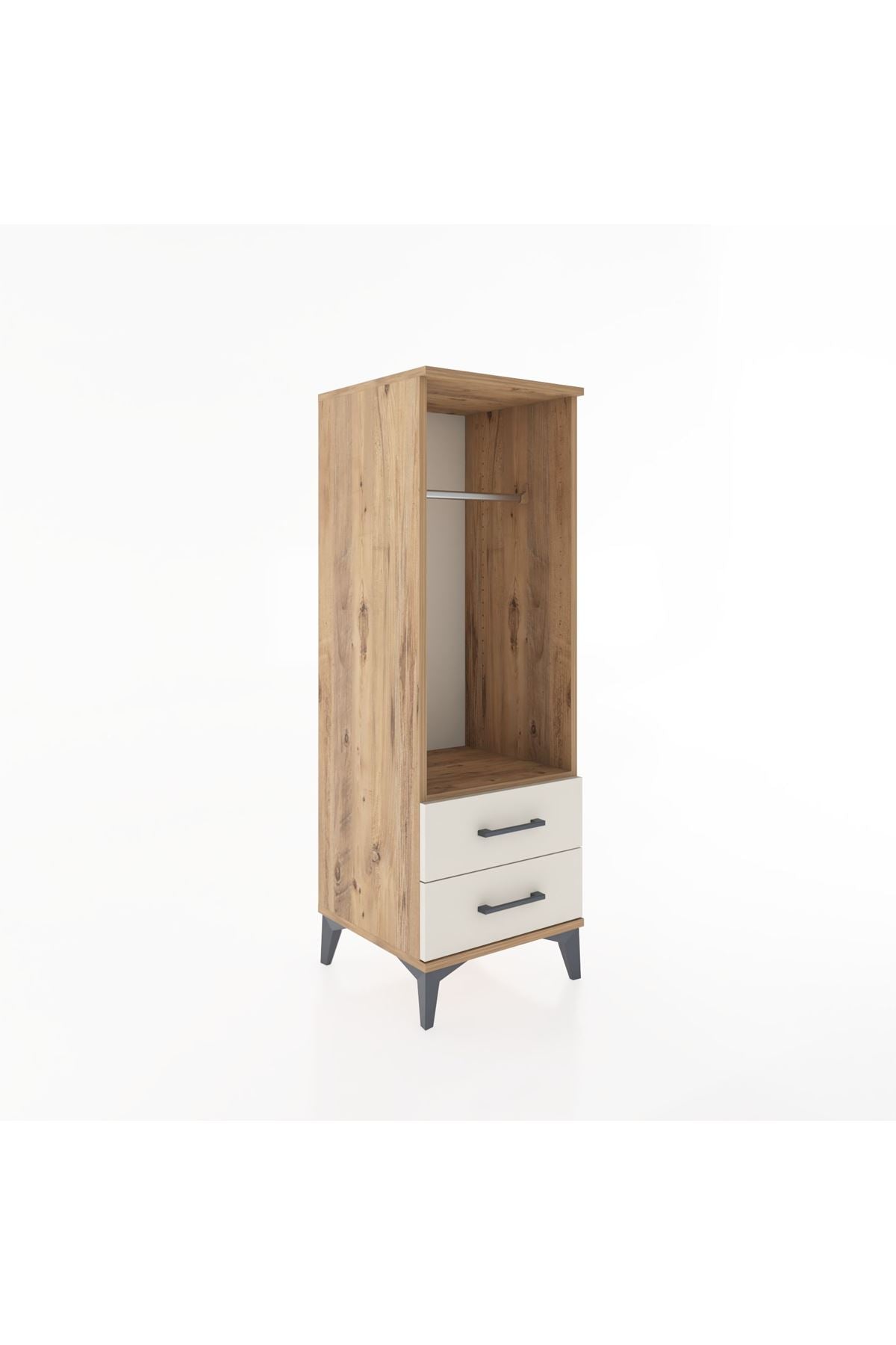 Hyperion Dolap Tek Raflı 2 Çekmeceli Tek Askılı 44x44x134 - S49M092V7B