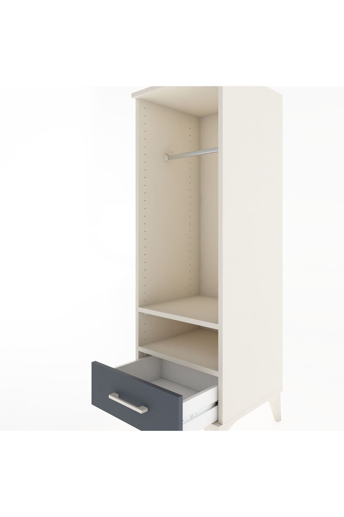 Hyperion Dolap 2 Raflı Tek Çekmeceli Tek Askılı 44x44x134 Aytaşı-Antrasit