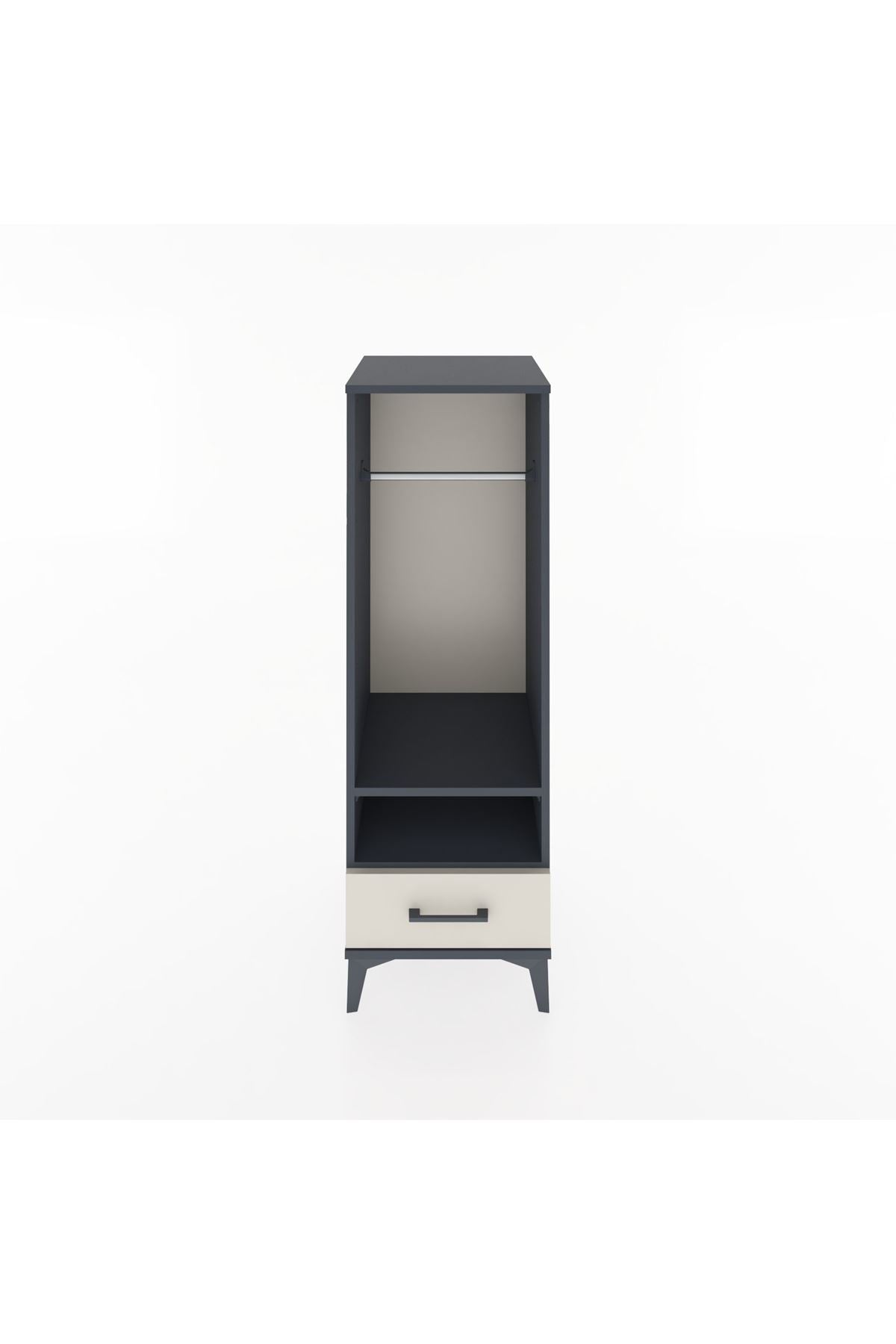 Hyperion Dolap 2 Raflı Tek Çekmeceli Tek Askılı 44x44x134 Antrasit-Aytaşı