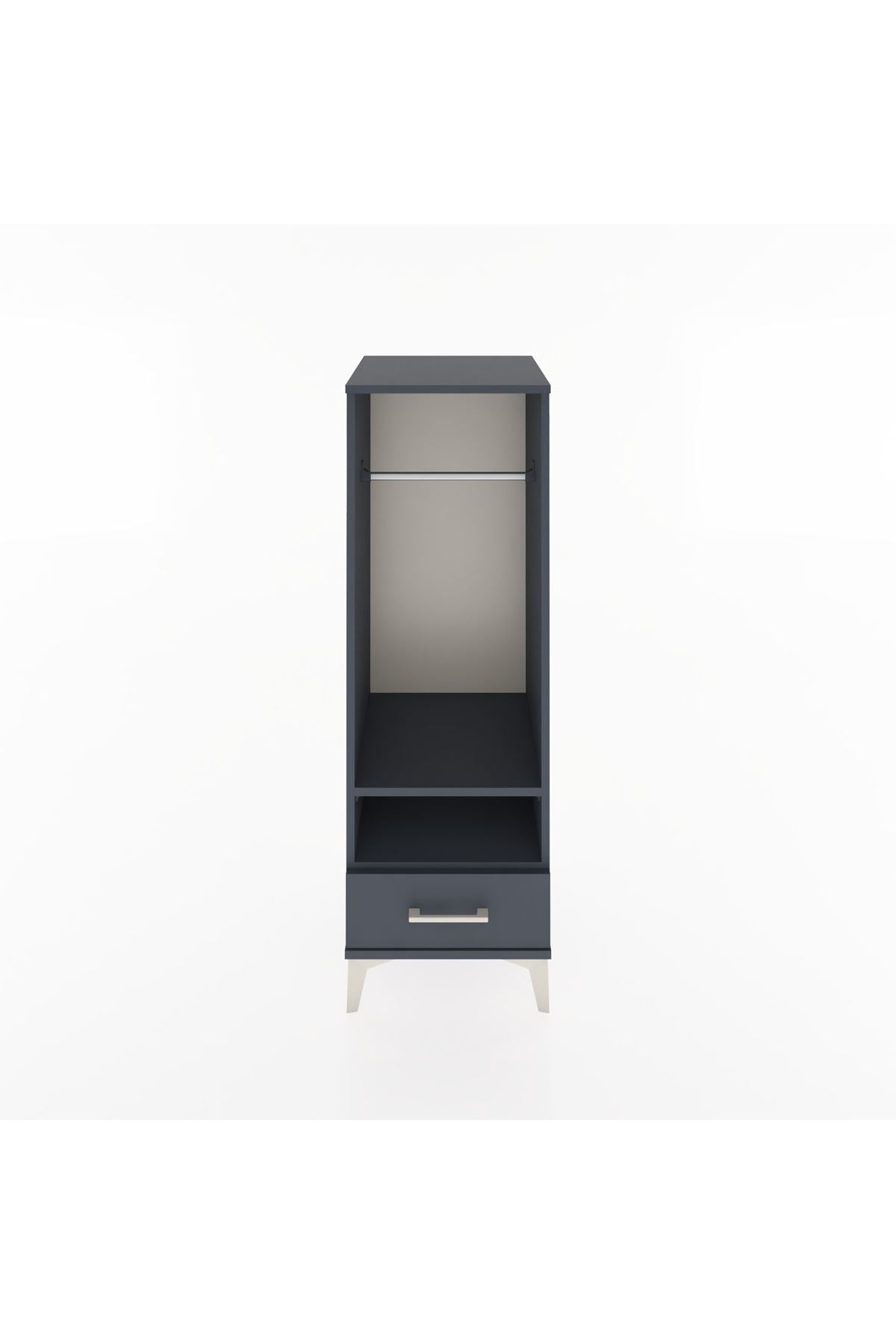 Hyperion Dolap 2 Raflı Tek Çekmeceli Tek Askılı 44x44x134 Antrasit-Antrasit