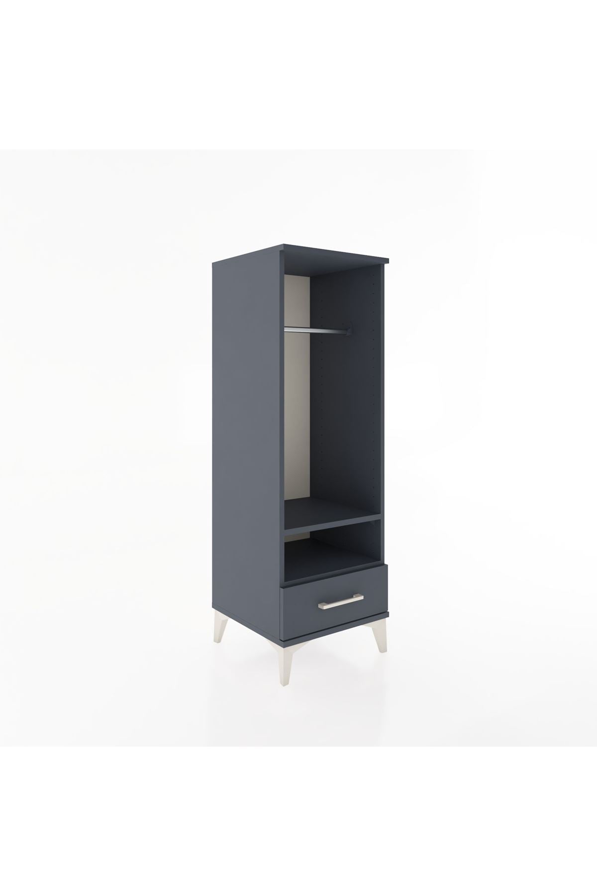 Hyperion Dolap 2 Raflı Tek Çekmeceli Tek Askılı 44x44x134 Antrasit-Antrasit