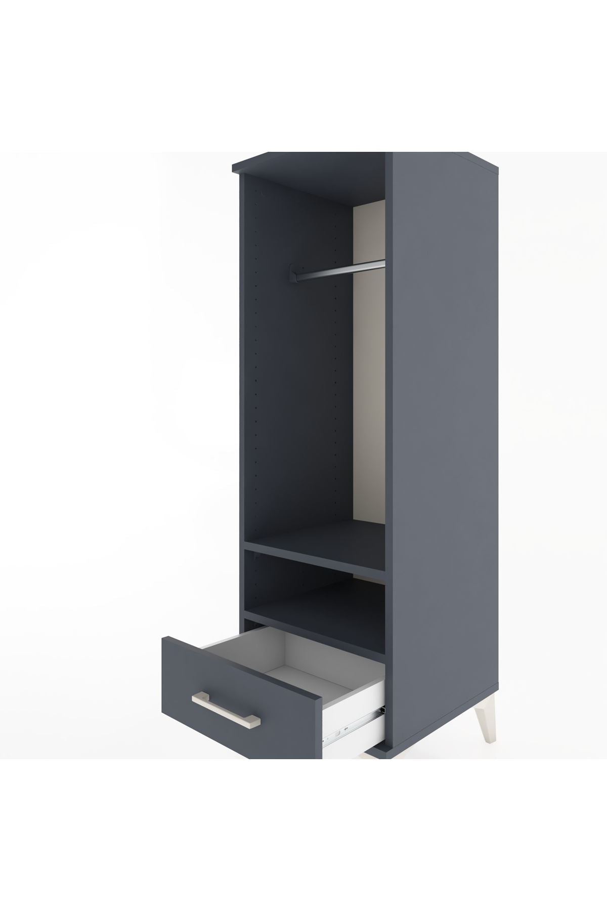 Hyperion Dolap 2 Raflı Tek Çekmeceli Tek Askılı 44x44x134 Antrasit-Antrasit