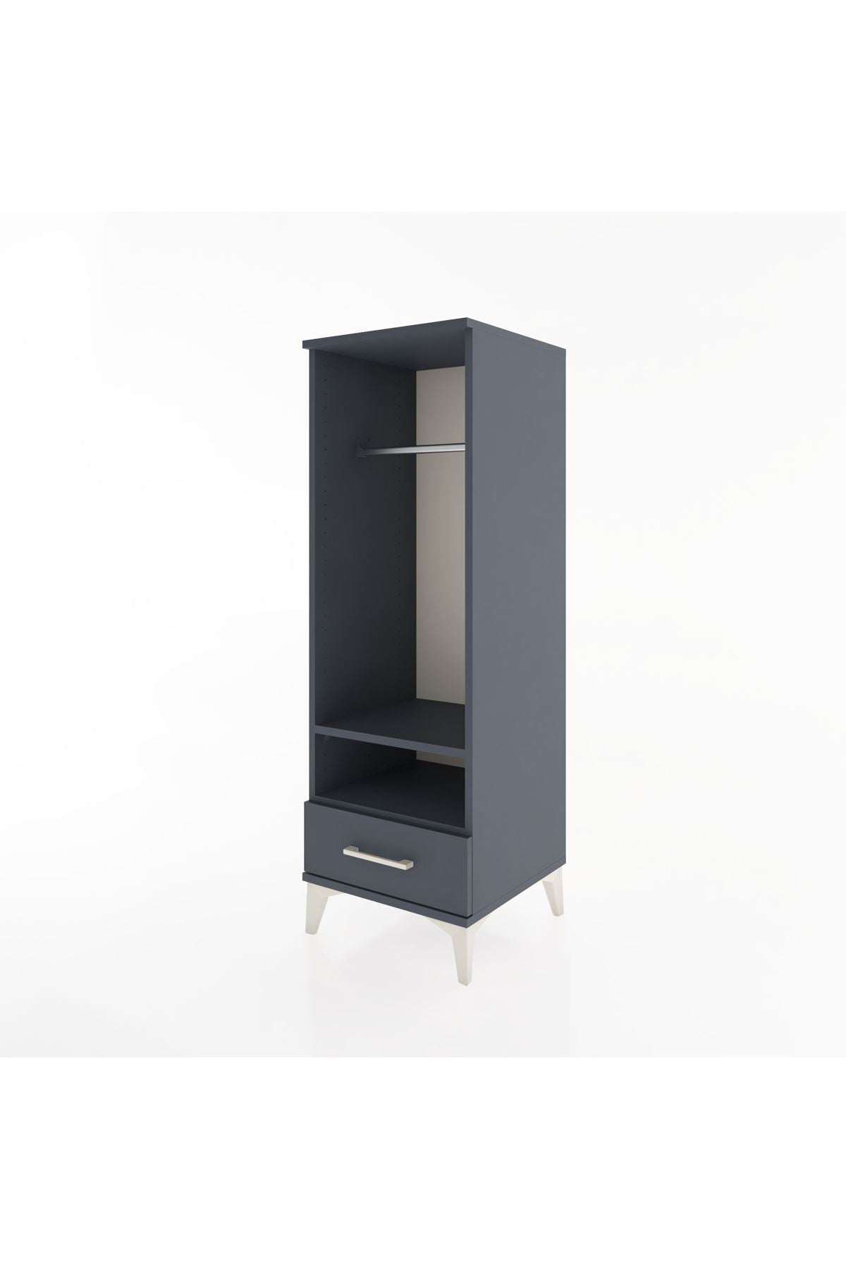 Hyperion Dolap 2 Raflı Tek Çekmeceli Tek Askılı 44x44x134 Antrasit-Antrasit