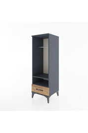 Hyperion Dolap 2 Raflı Tek Çekmeceli Tek Askılı 44x44x134 Antrasit-Çam