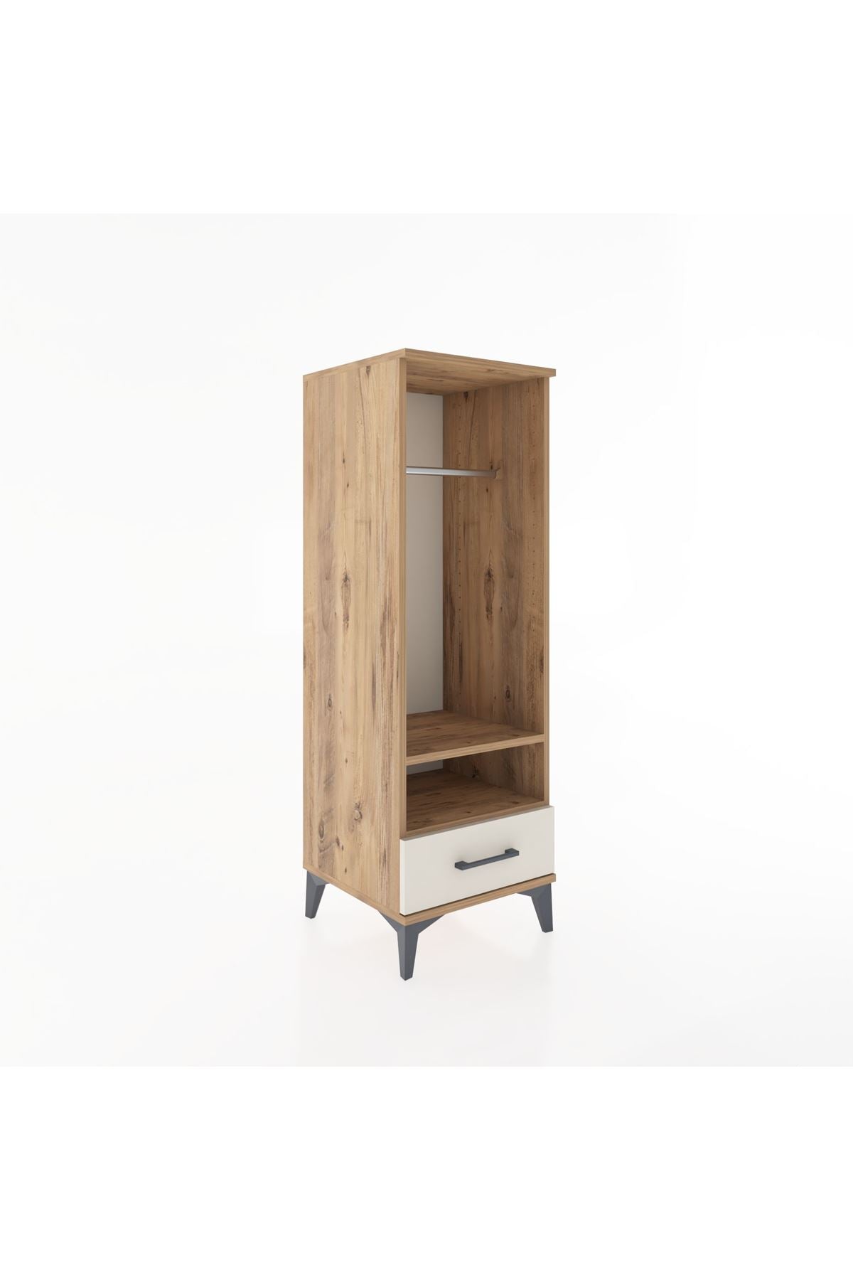 Hyperion Dolap 2 Raflı Tek Çekmeceli Tek Askılı 44x44x134 Çam-Aytaşı