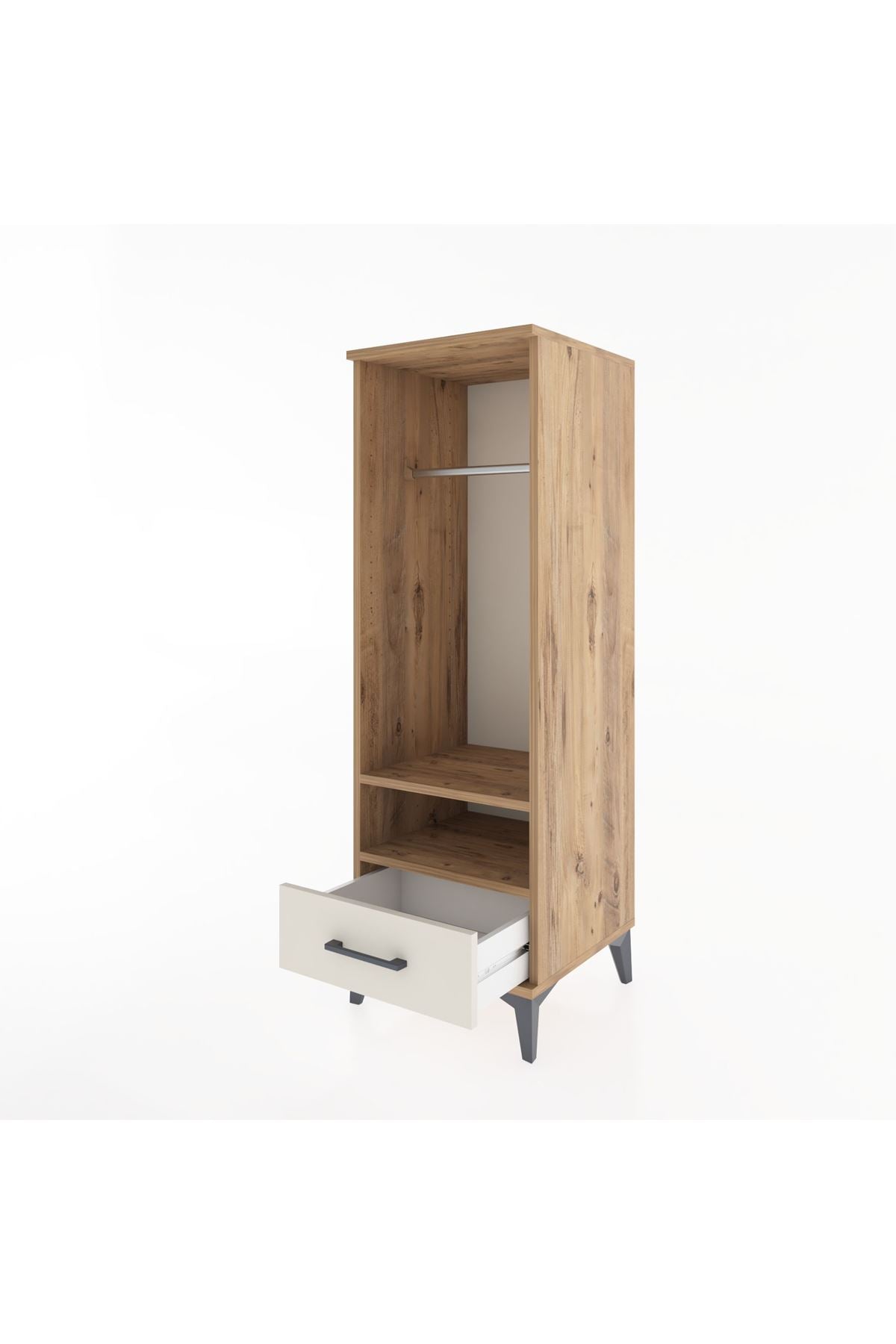 Hyperion Dolap 2 Raflı Tek Çekmeceli Tek Askılı 44x44x134 Çam-Aytaşı