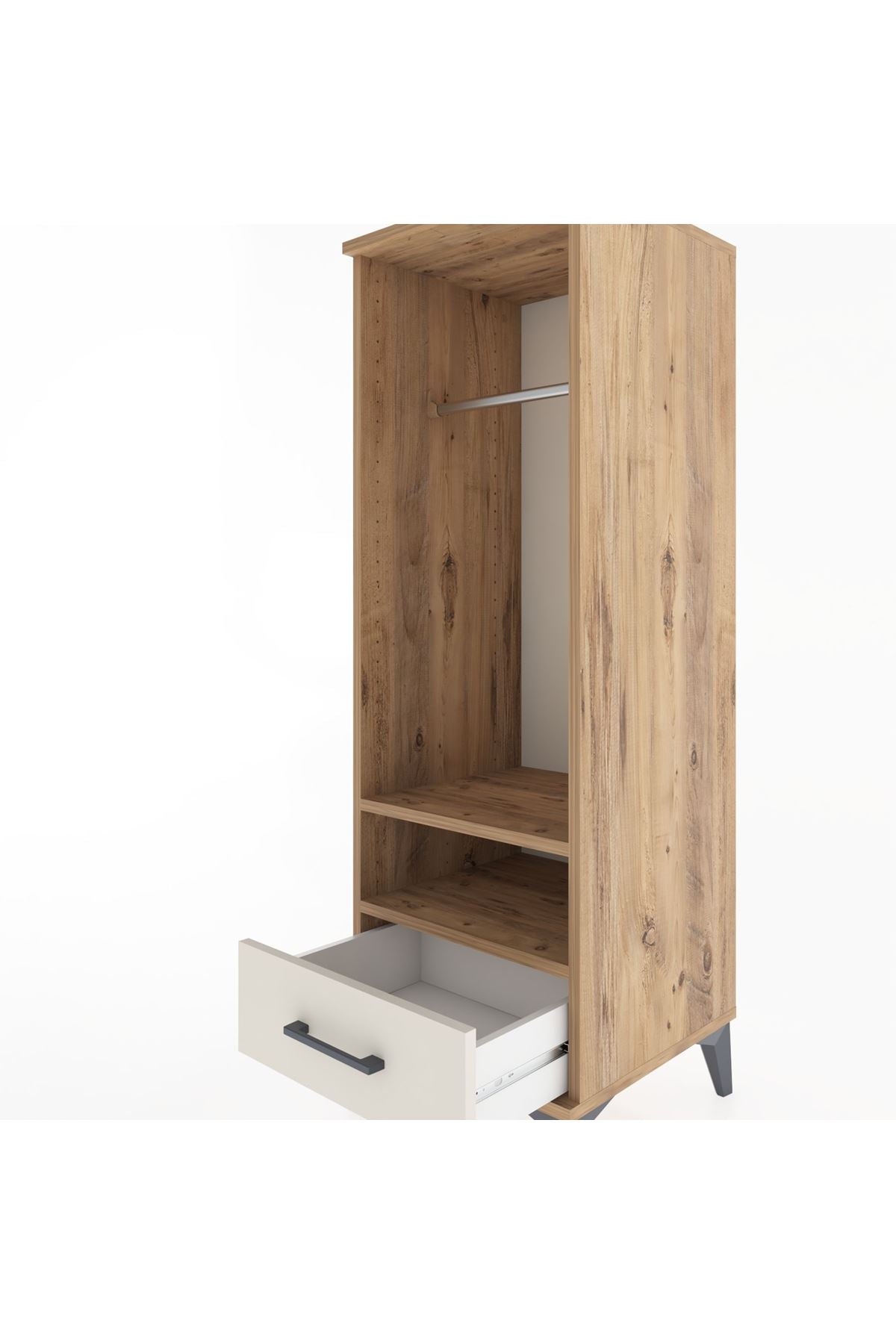 Hyperion Dolap 2 Raflı Tek Çekmeceli Tek Askılı 44x44x134 Çam-Aytaşı