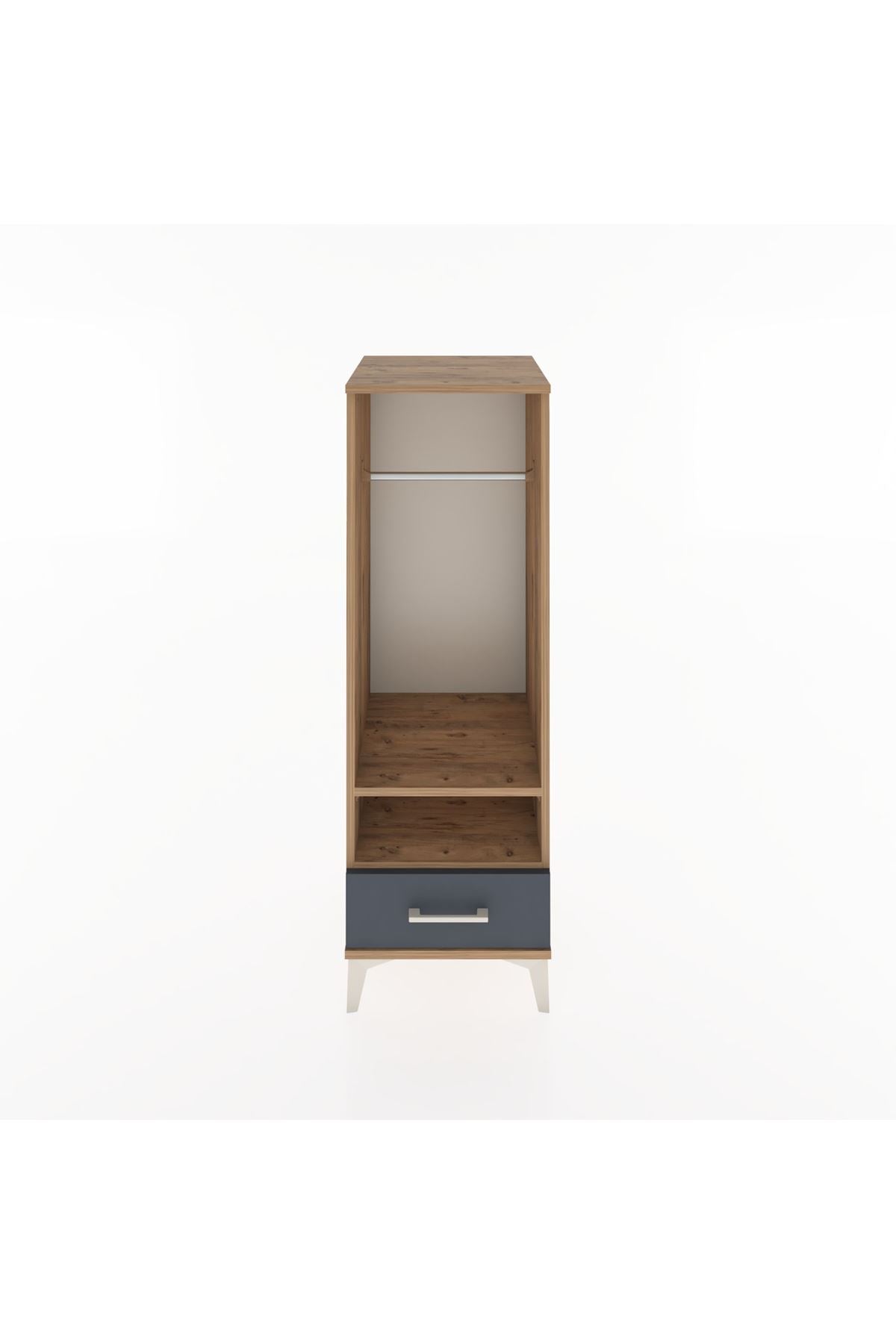 Hyperion Dolap 2 Raflı Tek Çekmeceli Tek Askılı 44x44x134 Çam-Antrasit