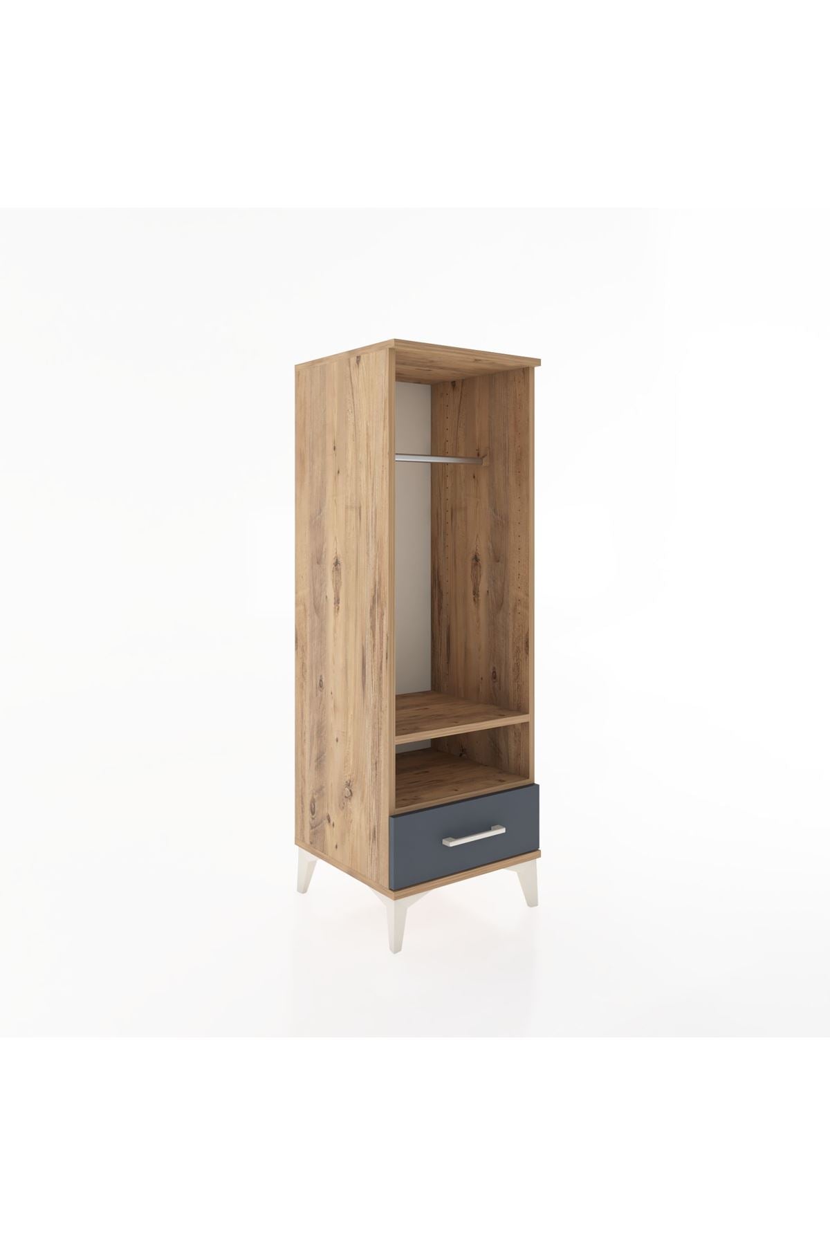 Hyperion Dolap 2 Raflı Tek Çekmeceli Tek Askılı 44x44x134 Çam-Antrasit