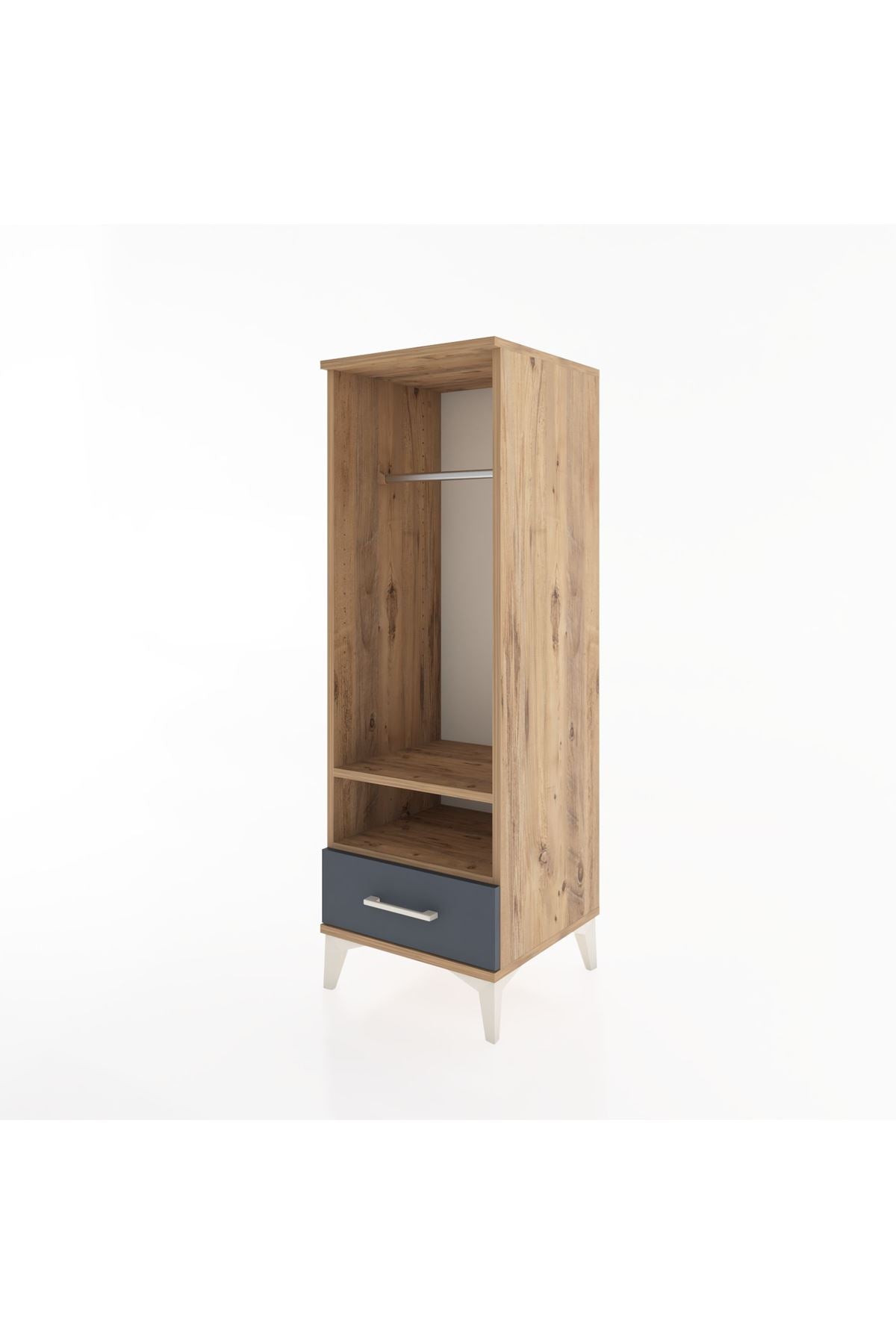 Hyperion Dolap 2 Raflı Tek Çekmeceli Tek Askılı 44x44x134 Çam-Antrasit