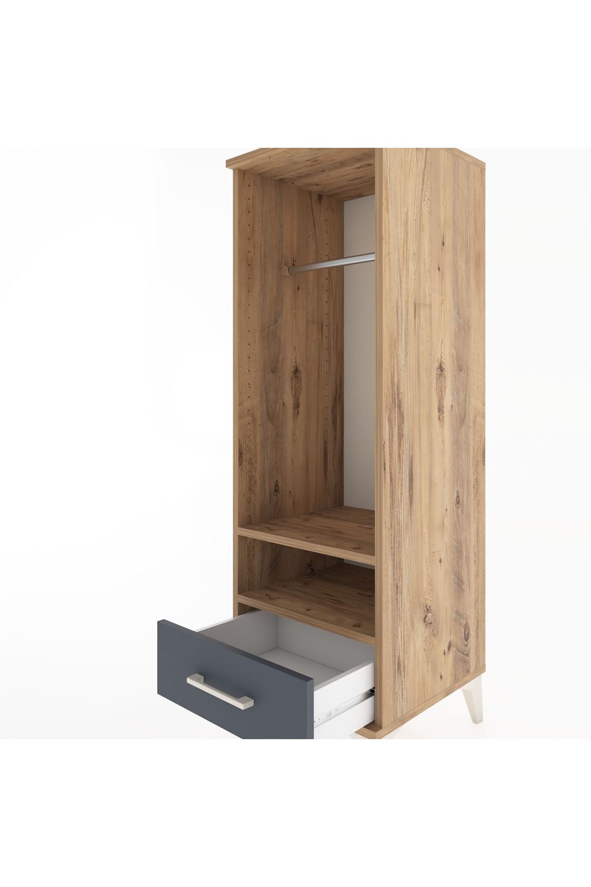 Hyperion Dolap 2 Raflı Tek Çekmeceli Tek Askılı 44x44x134 Çam-Antrasit