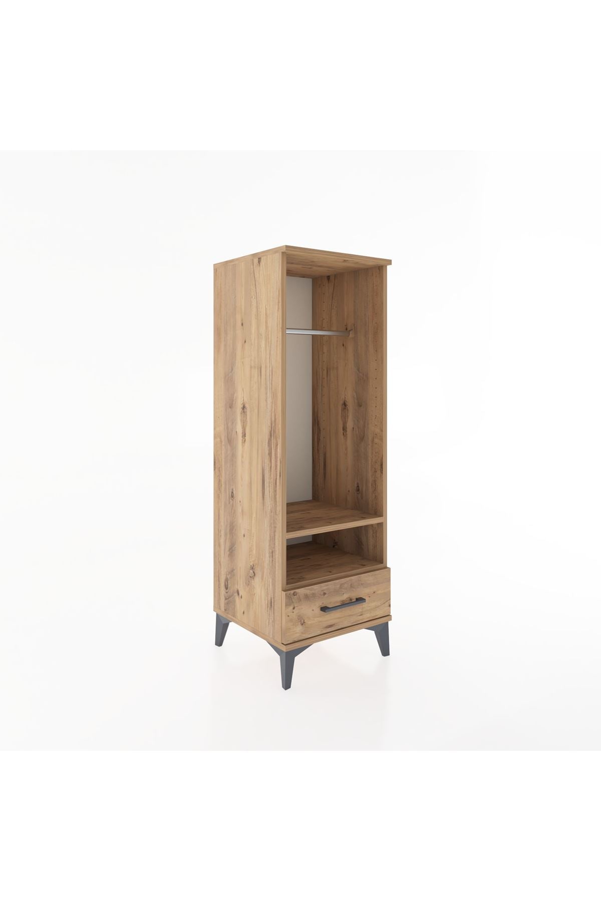 Hyperion Dolap 2 Raflı Tek Çekmeceli Tek Askılı 44x44x134 Çam-Çam