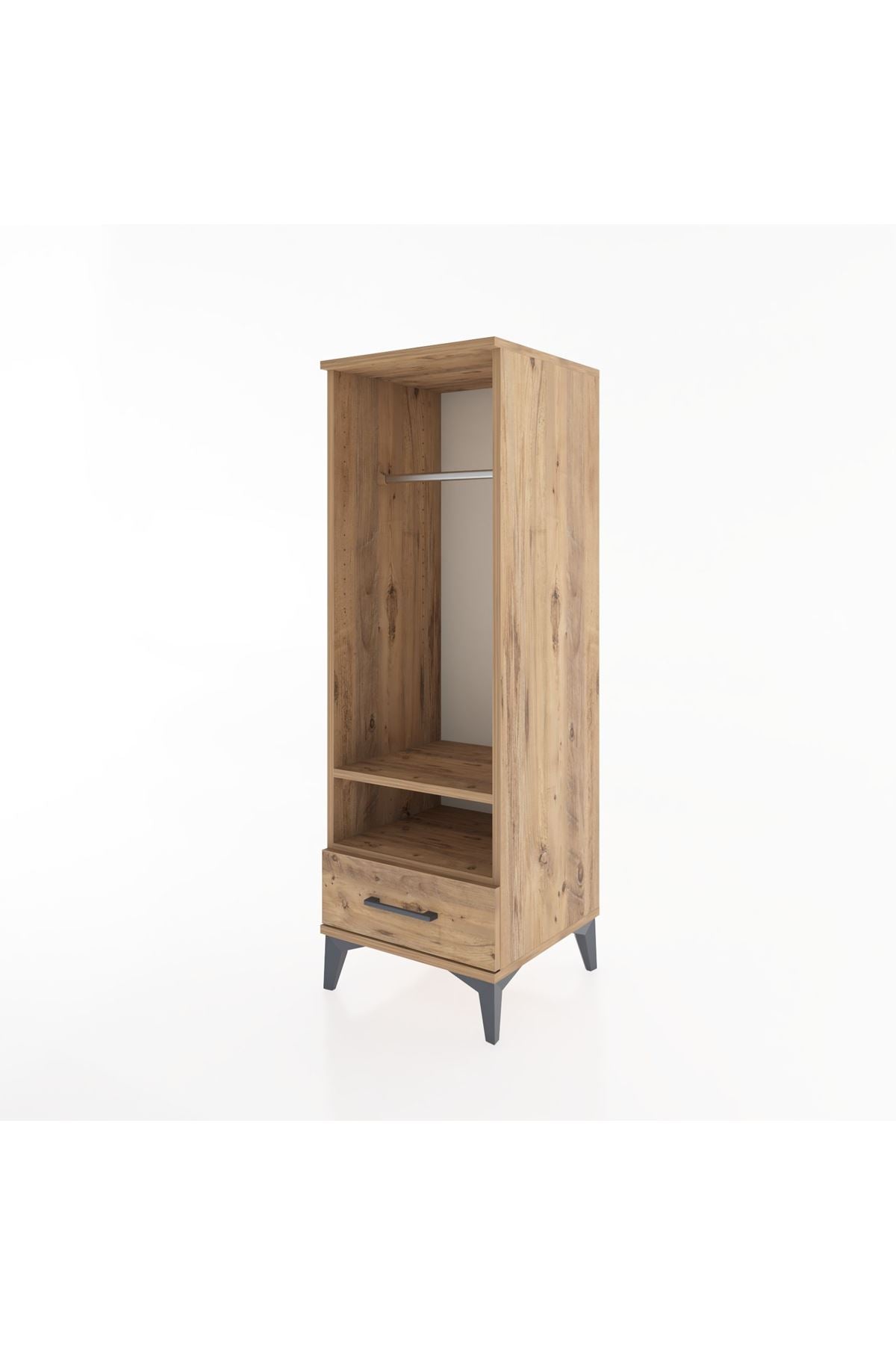 Hyperion Dolap 2 Raflı Tek Çekmeceli Tek Askılı 44x44x134 Çam-Çam