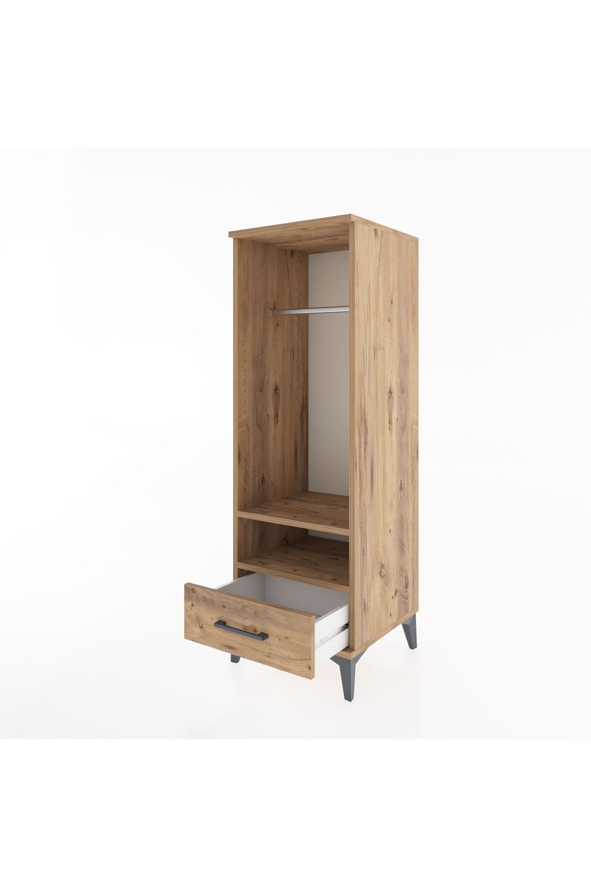 Hyperion Dolap 2 Raflı Tek Çekmeceli Tek Askılı 44x44x134 Çam-Çam