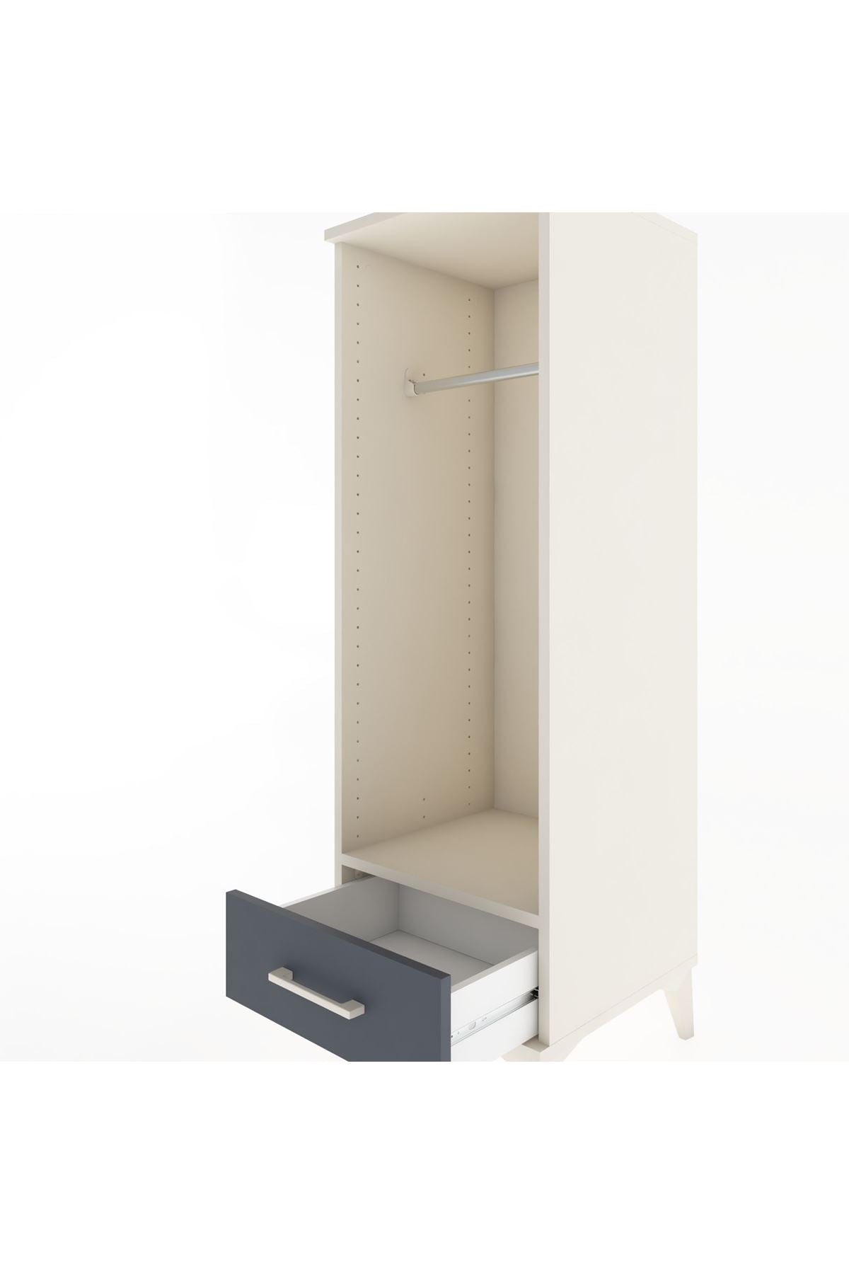 Hyperion Dolap Tek Raflı Tek Çekmeceli Tek Askılı 44x44x134 Aytaşı-Antrasit