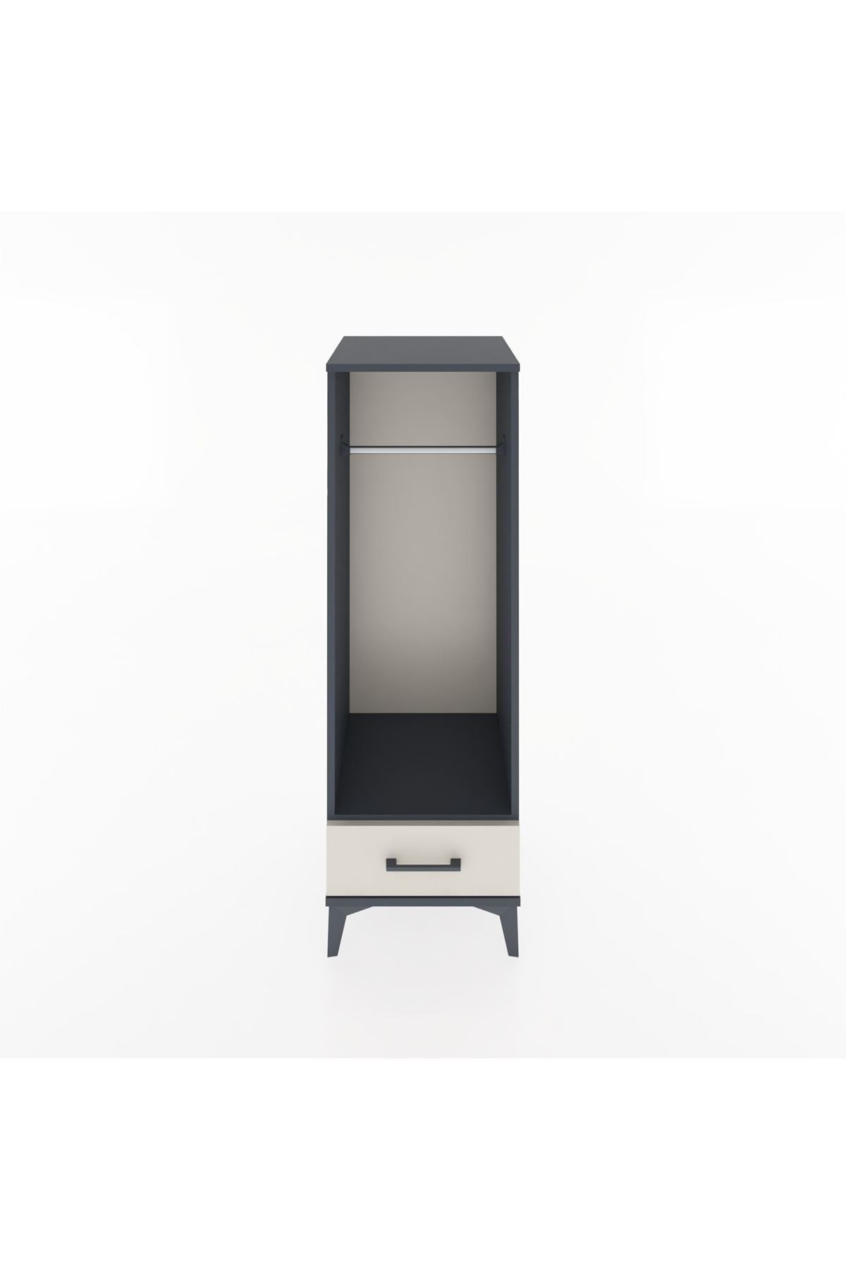 Hyperion Dolap Tek Raflı Tek Çekmeceli Tek Askılı 44x44x134 Antrasit-Aytaşı