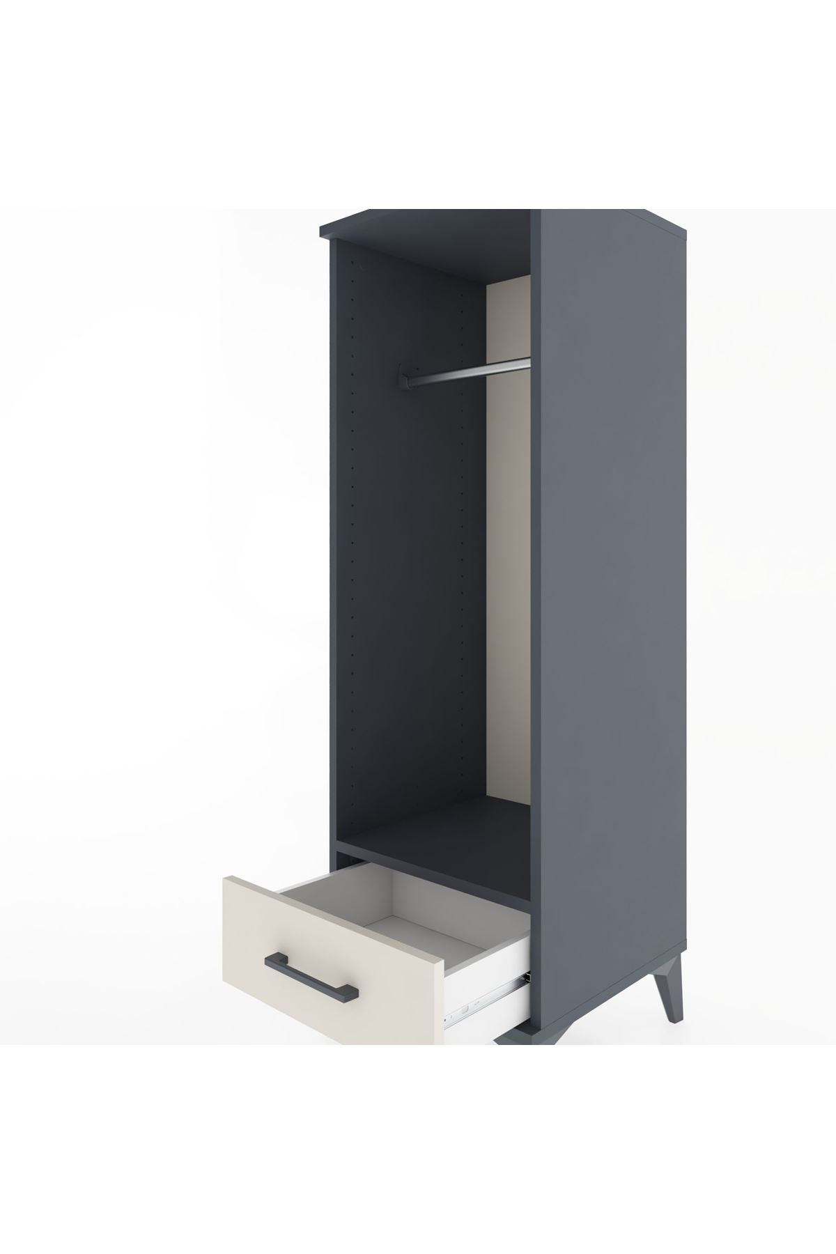 Hyperion Dolap Tek Raflı Tek Çekmeceli Tek Askılı 44x44x134 Antrasit-Aytaşı