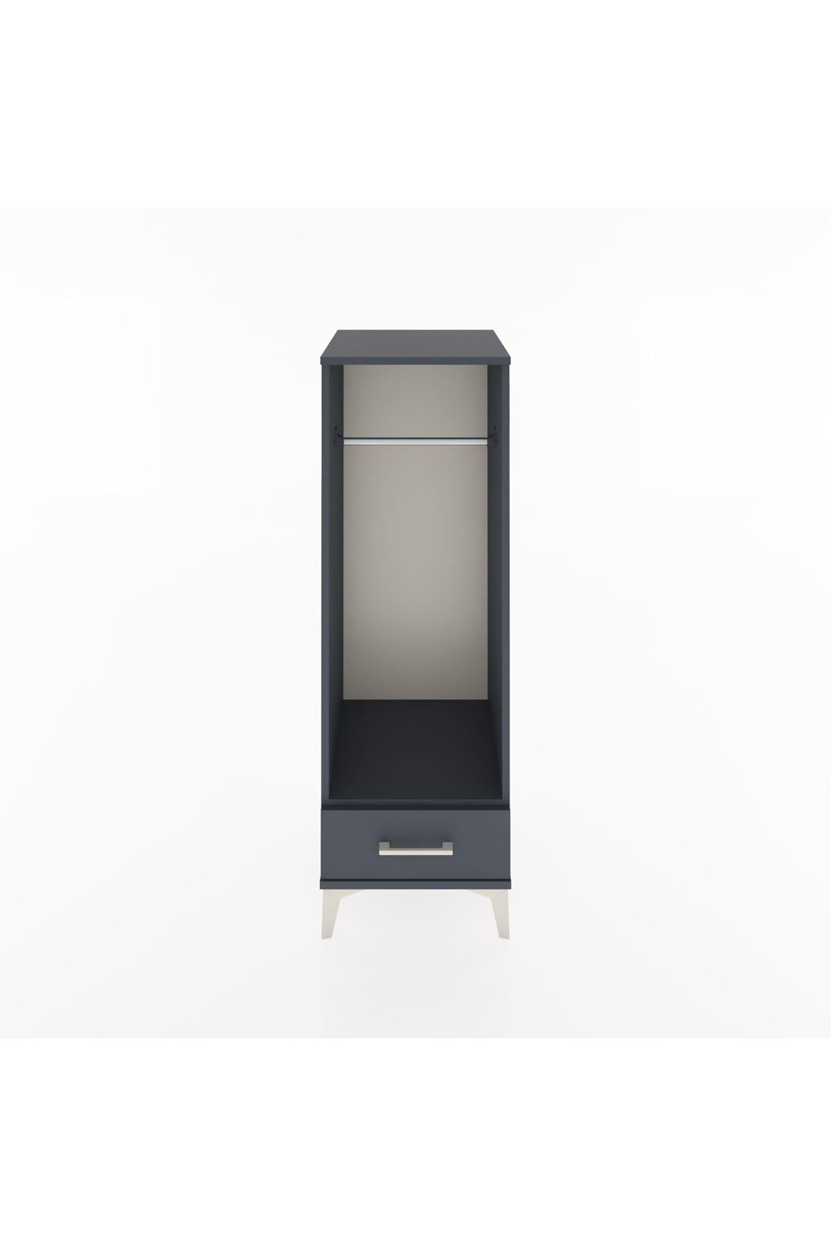 Hyperion Dolap Tek Raflı Tek Çekmeceli Tek Askılı 44x44x134 Antrasit-Antrasit