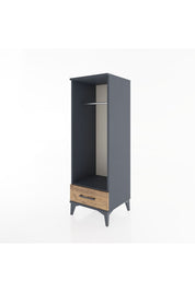 Hyperion Dolap Tek Raflı Tek Çekmeceli Tek Askılı 44x44x134 Antrasit-Çam