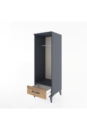 Hyperion Dolap Tek Raflı Tek Çekmeceli Tek Askılı 44x44x134 Antrasit-Çam