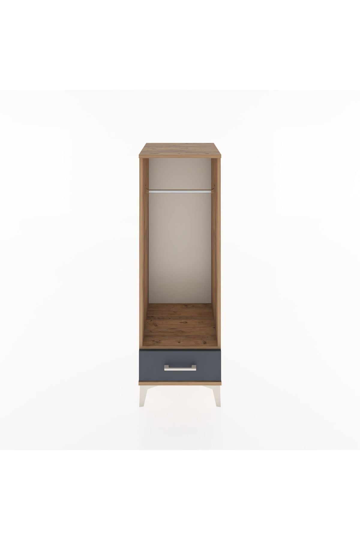 Hyperion Dolap Tek Raflı Tek Çekmeceli Tek Askılı 44x44x134 Çam-Antrasit