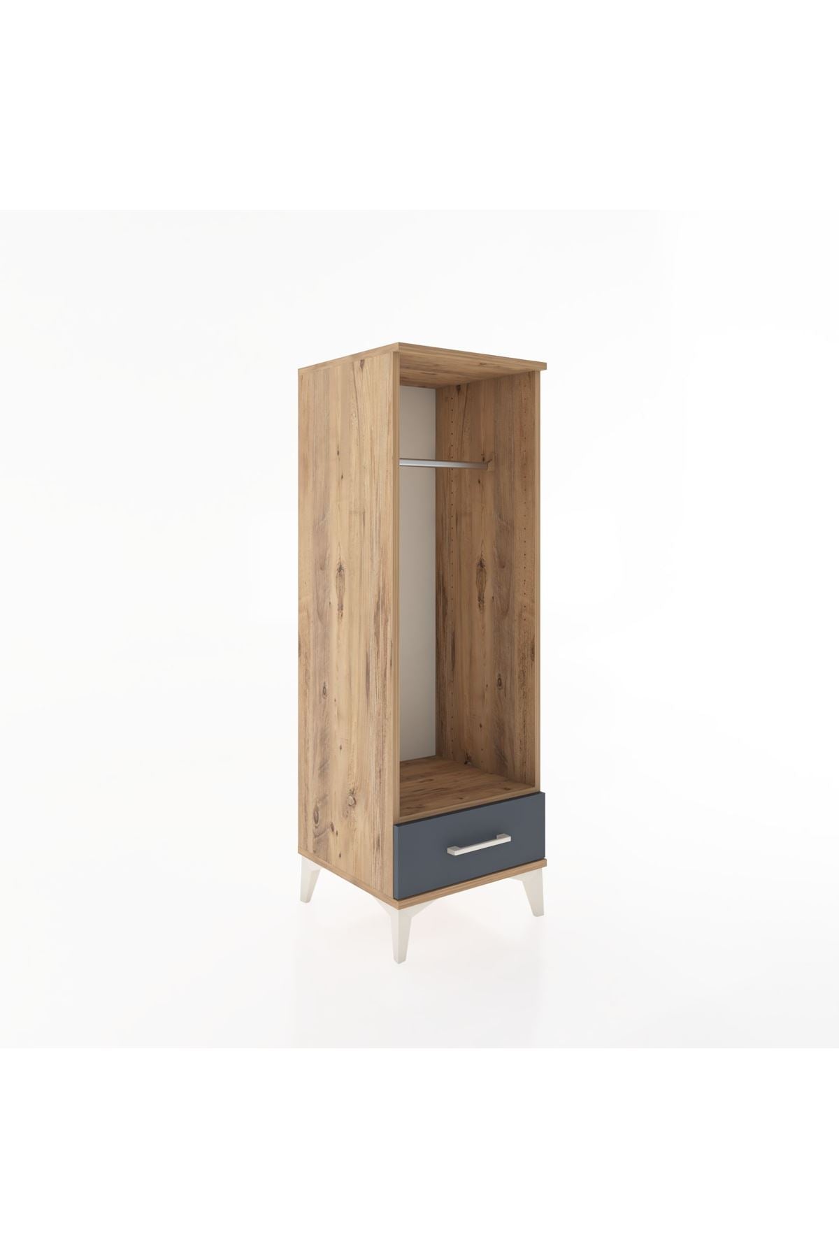 Hyperion Dolap Tek Raflı Tek Çekmeceli Tek Askılı 44x44x134 Çam-Antrasit