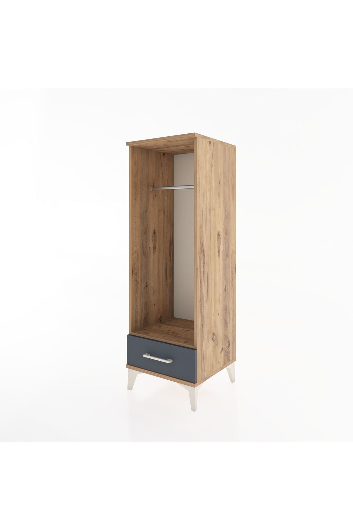 Hyperion Dolap Tek Raflı Tek Çekmeceli Tek Askılı 44x44x134 Çam-Antrasit
