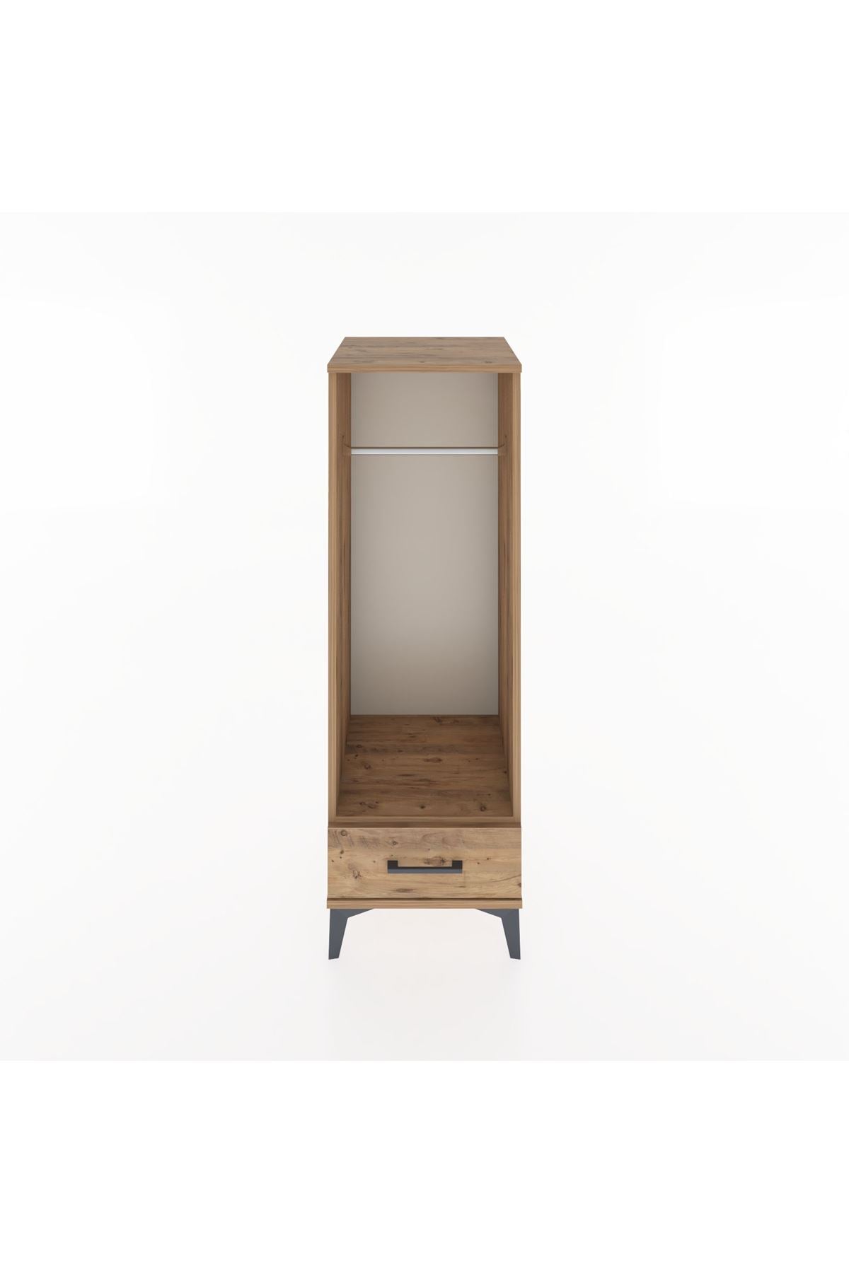 Hyperion Dolap Tek Raflı Tek Çekmeceli Tek Askılı 44x44x134 Çam-Çam