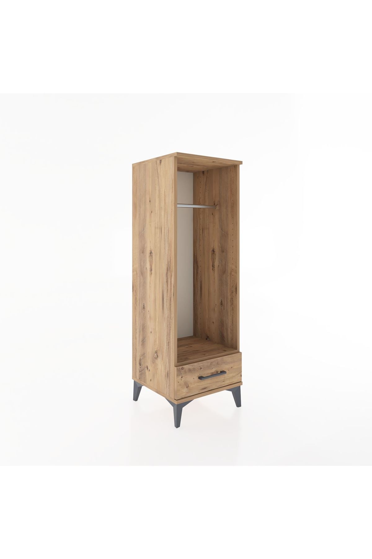 Hyperion Dolap Tek Raflı Tek Çekmeceli Tek Askılı 44x44x134 Çam-Çam
