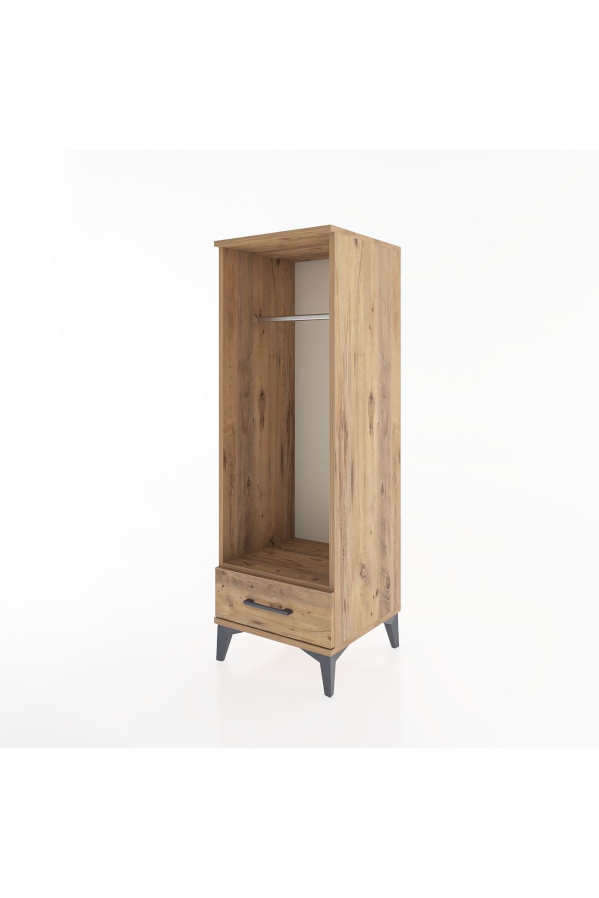 Hyperion Dolap Tek Raflı Tek Çekmeceli Tek Askılı 44x44x134 Çam-Çam