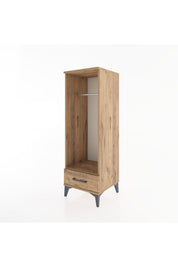 Hyperion Dolap Tek Raflı Tek Çekmeceli Tek Askılı 44x44x134 Çam-Çam