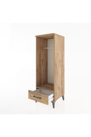 Hyperion Dolap Tek Raflı Tek Çekmeceli Tek Askılı 44x44x134 Çam-Çam