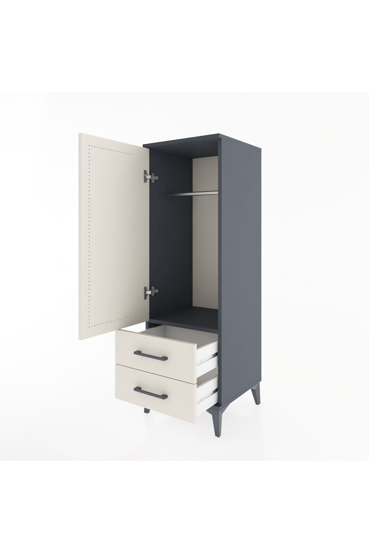 Hyperion Dolap Tek Raflı 2 Çekmeceli Tek Askılı 44x44x134 - S49M071V4B