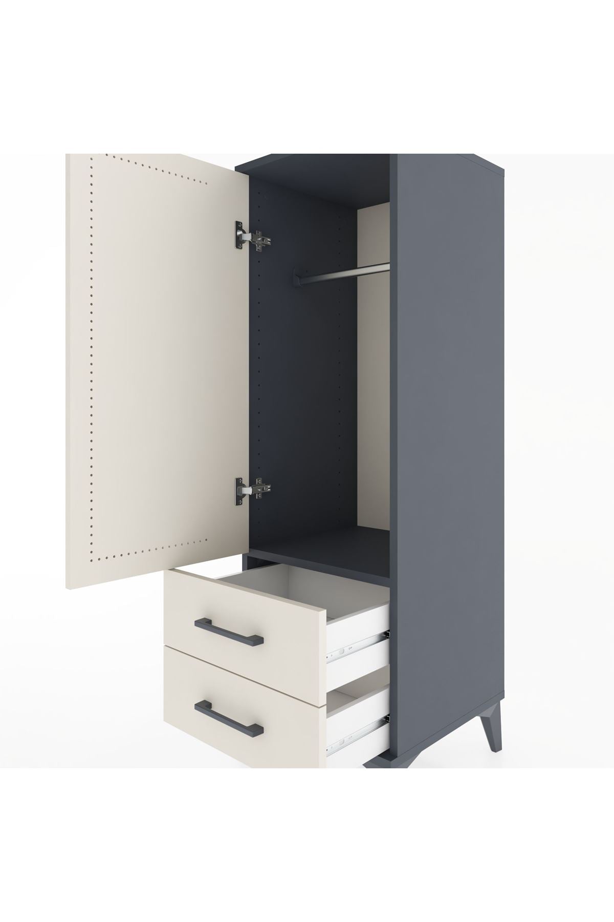 Hyperion Dolap Tek Raflı 2 Çekmeceli Tek Askılı 44x44x134 - S49M071V4B