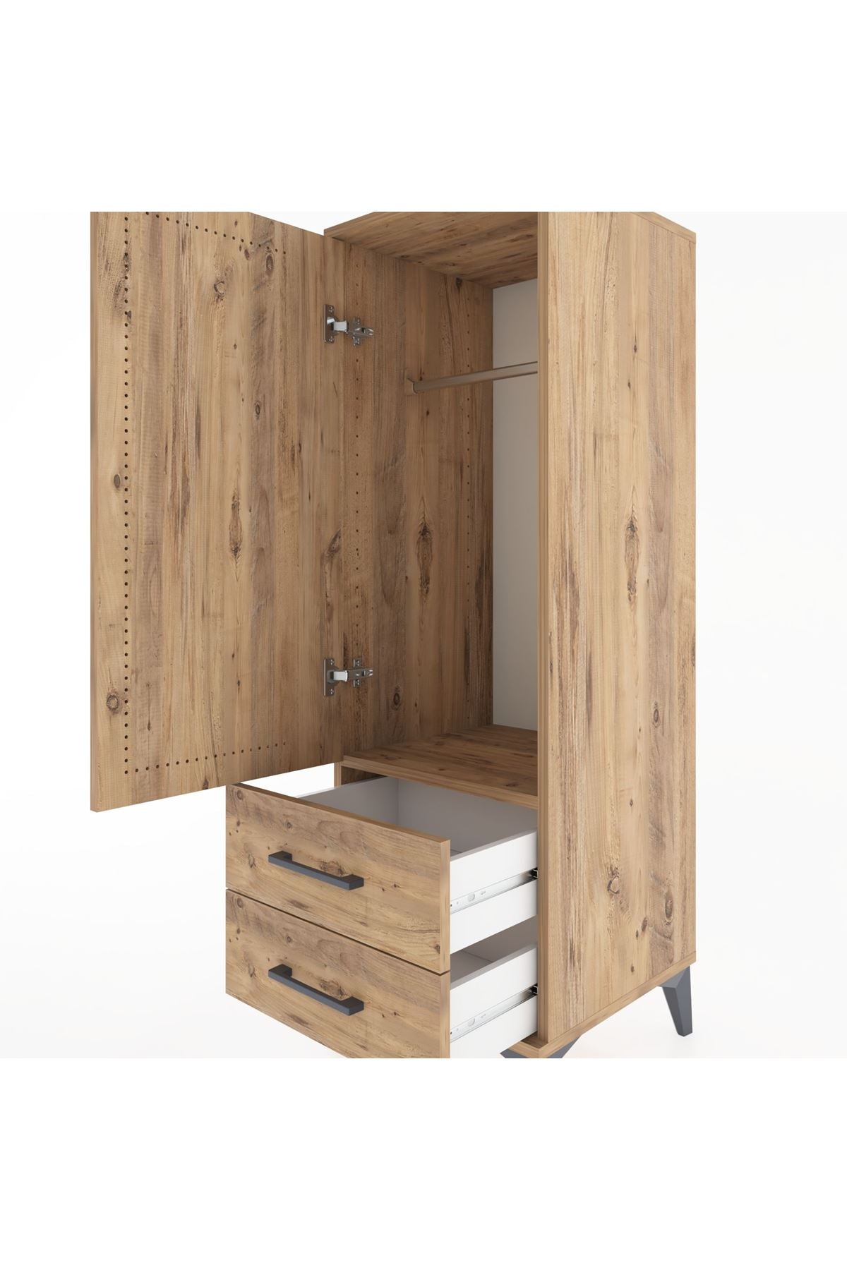 Hyperion Dolap Tek Raflı 2 Çekmeceli Tek Askılı 44x44x134 - S49M071V9B