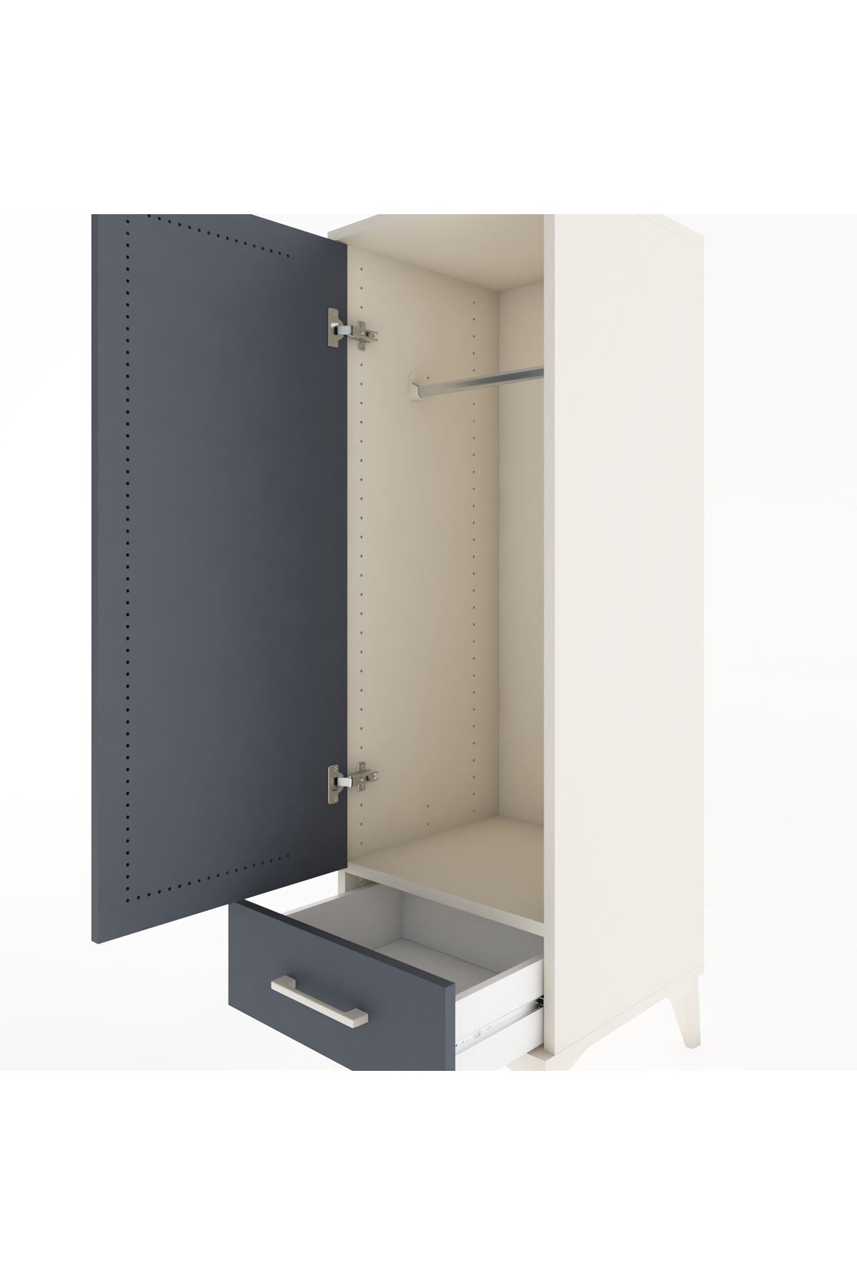 Hyperion Dolap Tek Raflı Tek Çekmeceli Tek Askılı 44x44x134