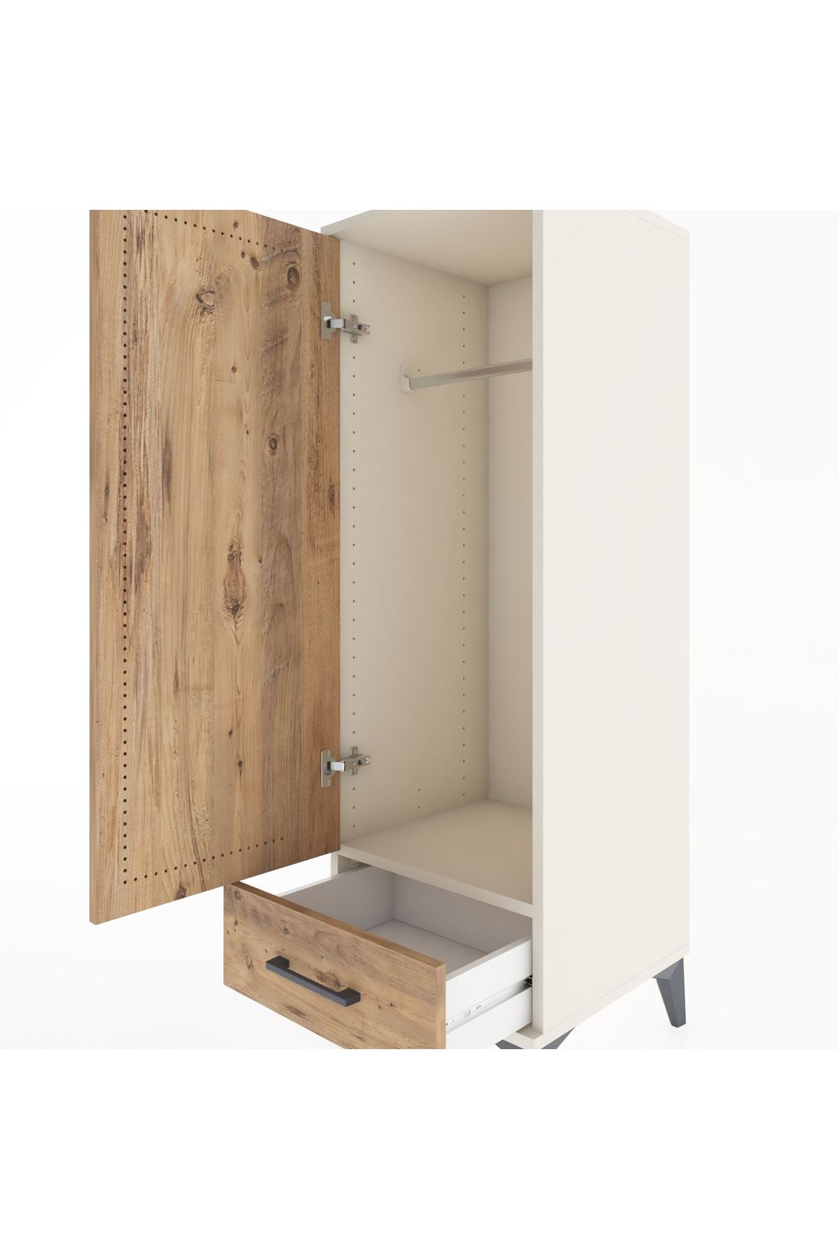 Hyperion Dolap Tek Raflı Tek Çekmeceli Tek Askılı 44x44x134 Aytaşı-Çam