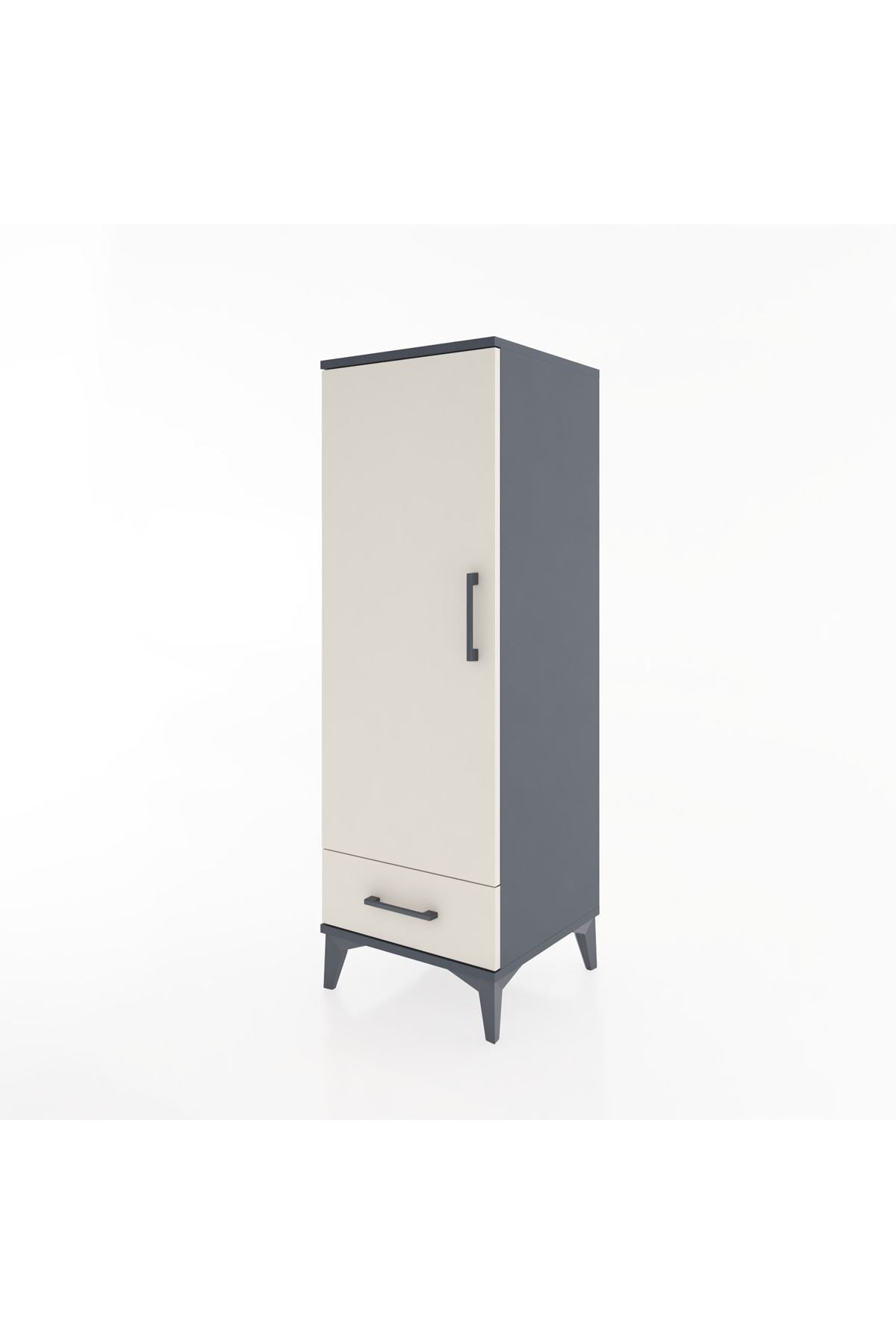 Hyperion Dolap Tek Raflı Tek Çekmeceli Tek Askılı 44x44x134 Antrasit-Aytaşı