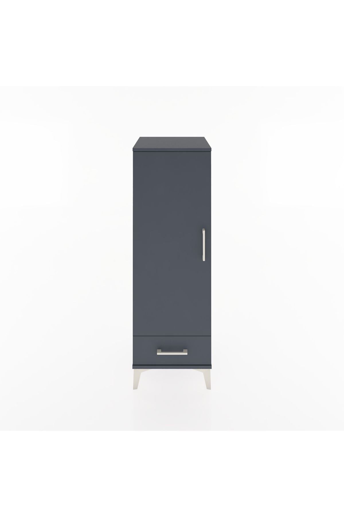 Hyperion Dolap Tek Raflı Tek Çekmeceli Tek Askılı 44x44x134 Antrasit-Antrasit
