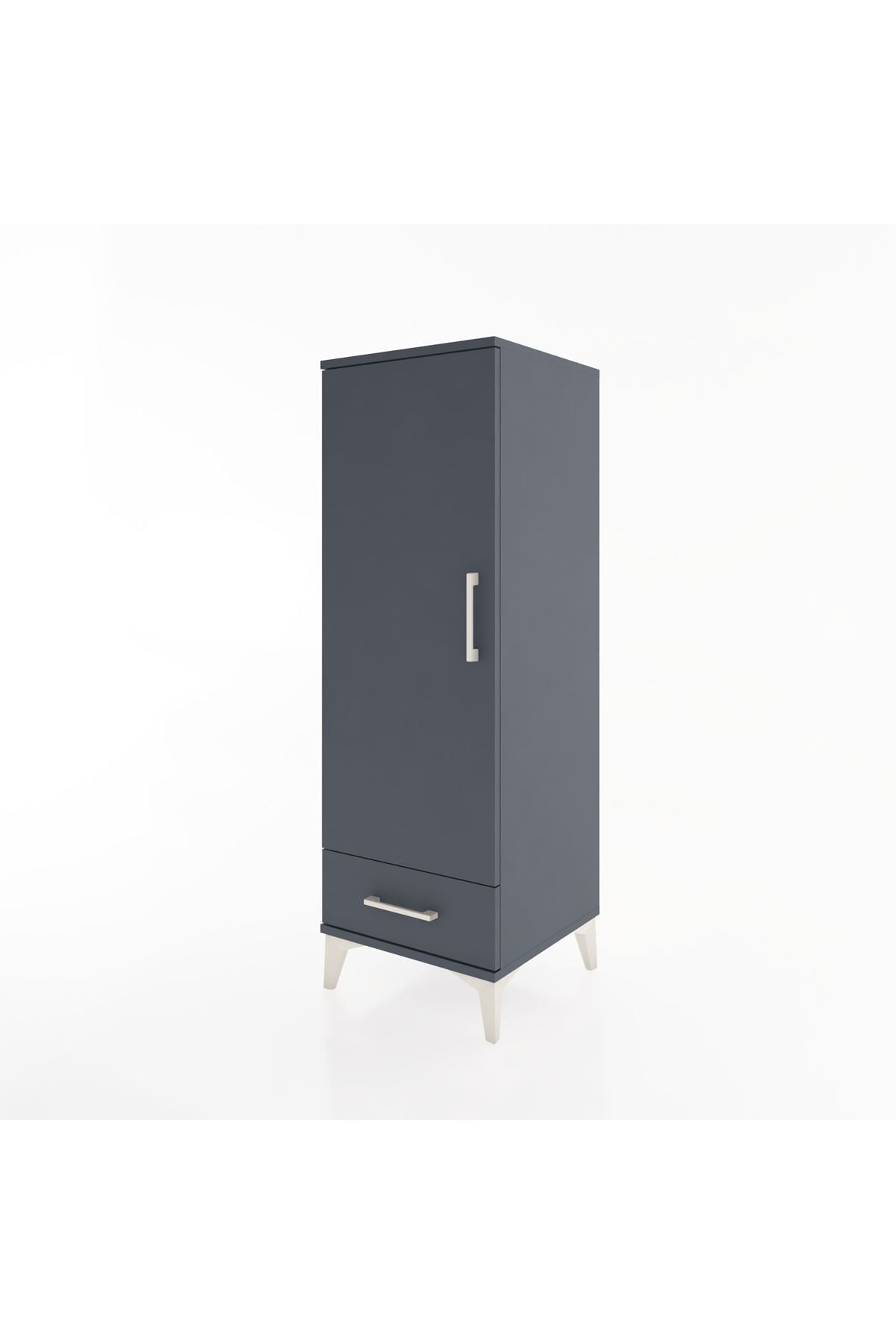 Hyperion Dolap Tek Raflı Tek Çekmeceli Tek Askılı 44x44x134 Antrasit-Antrasit