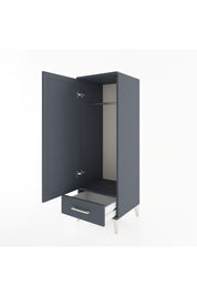 Hyperion Dolap Tek Raflı Tek Çekmeceli Tek Askılı 44x44x134 Antrasit-Antrasit