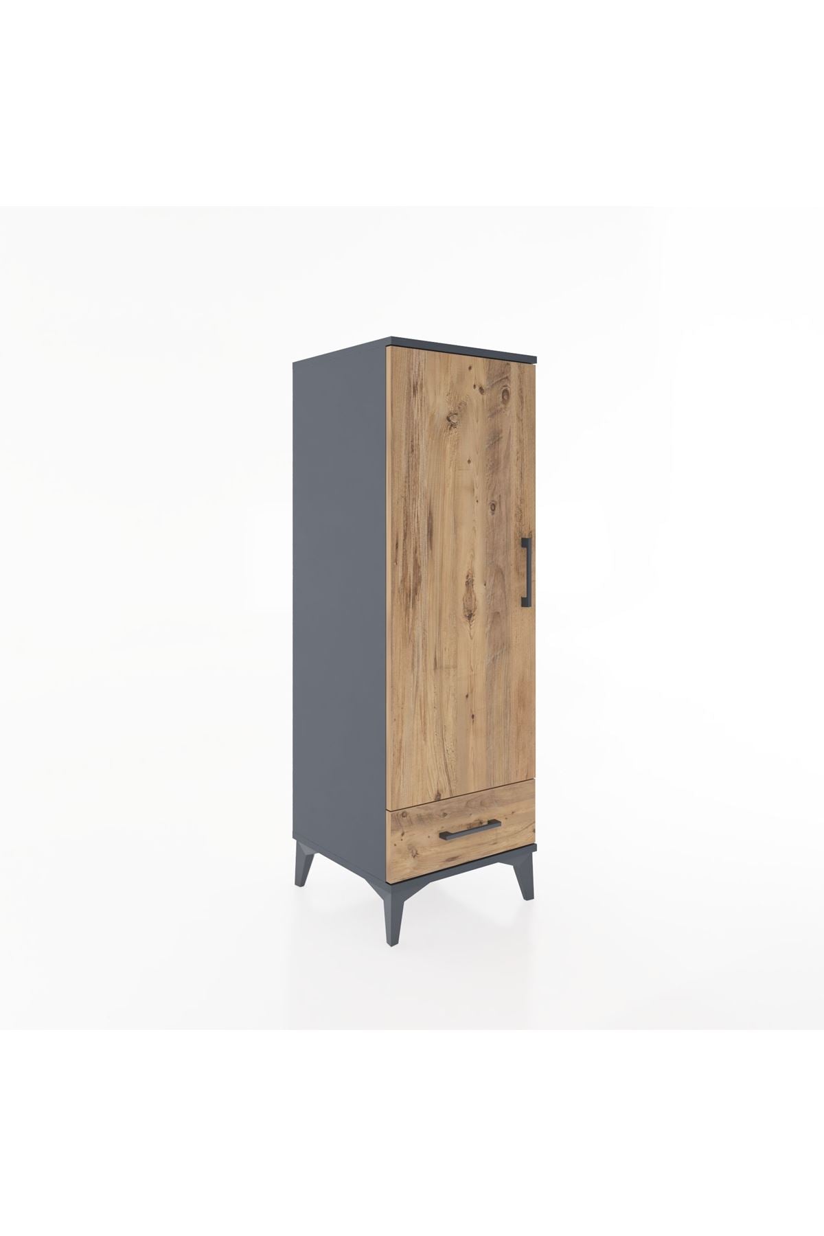 Hyperion Dolap Tek Raflı Tek Çekmeceli Tek Askılı 44x44x134 Antrasit-Çam